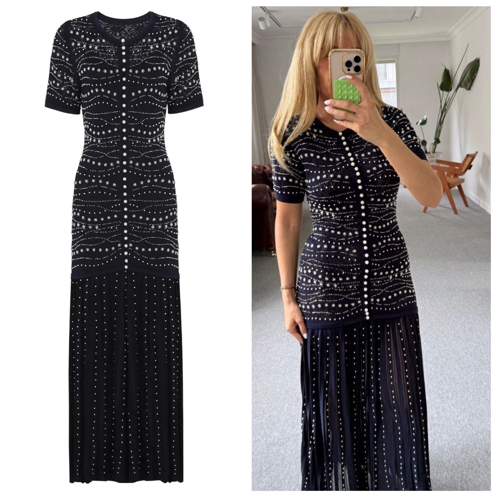 Sandro Rhinestone Knit Maxi Dress