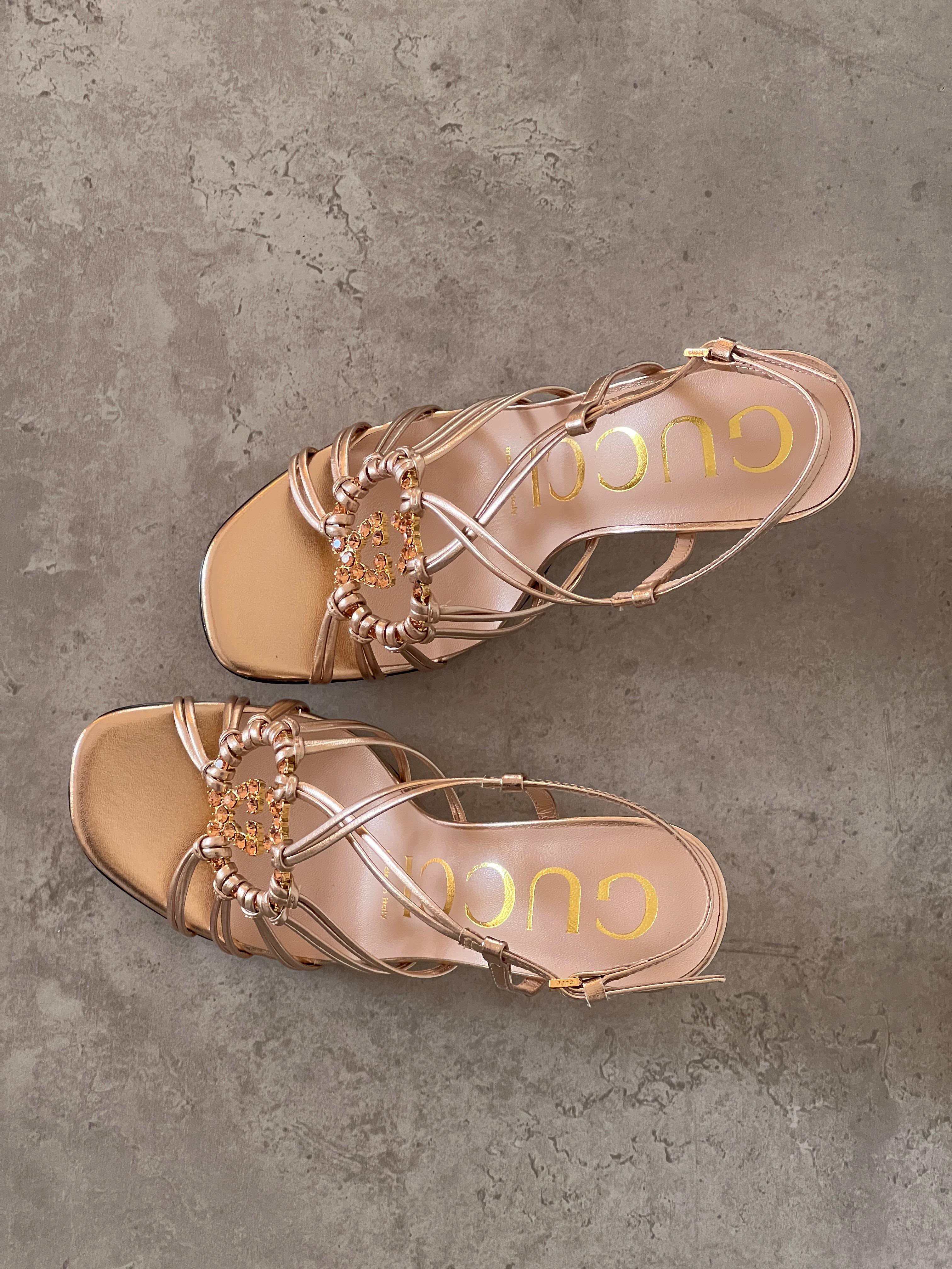 Gucci Crystal Interlocking G Sandal