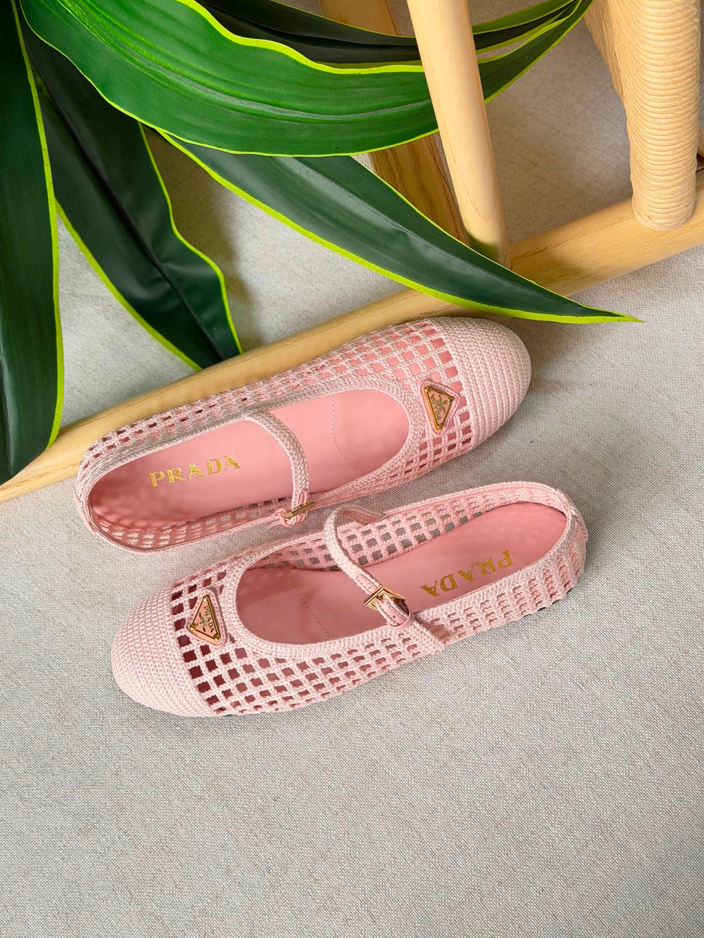 Prada Ivory Crochet Ballerinas