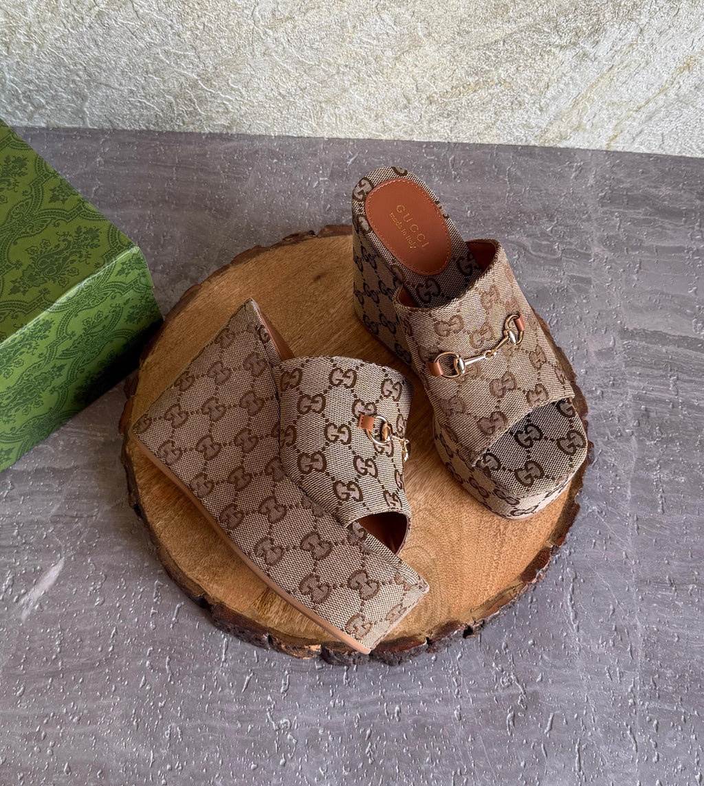 Gucci Carmen Horsebit Platform Wedge Sandal