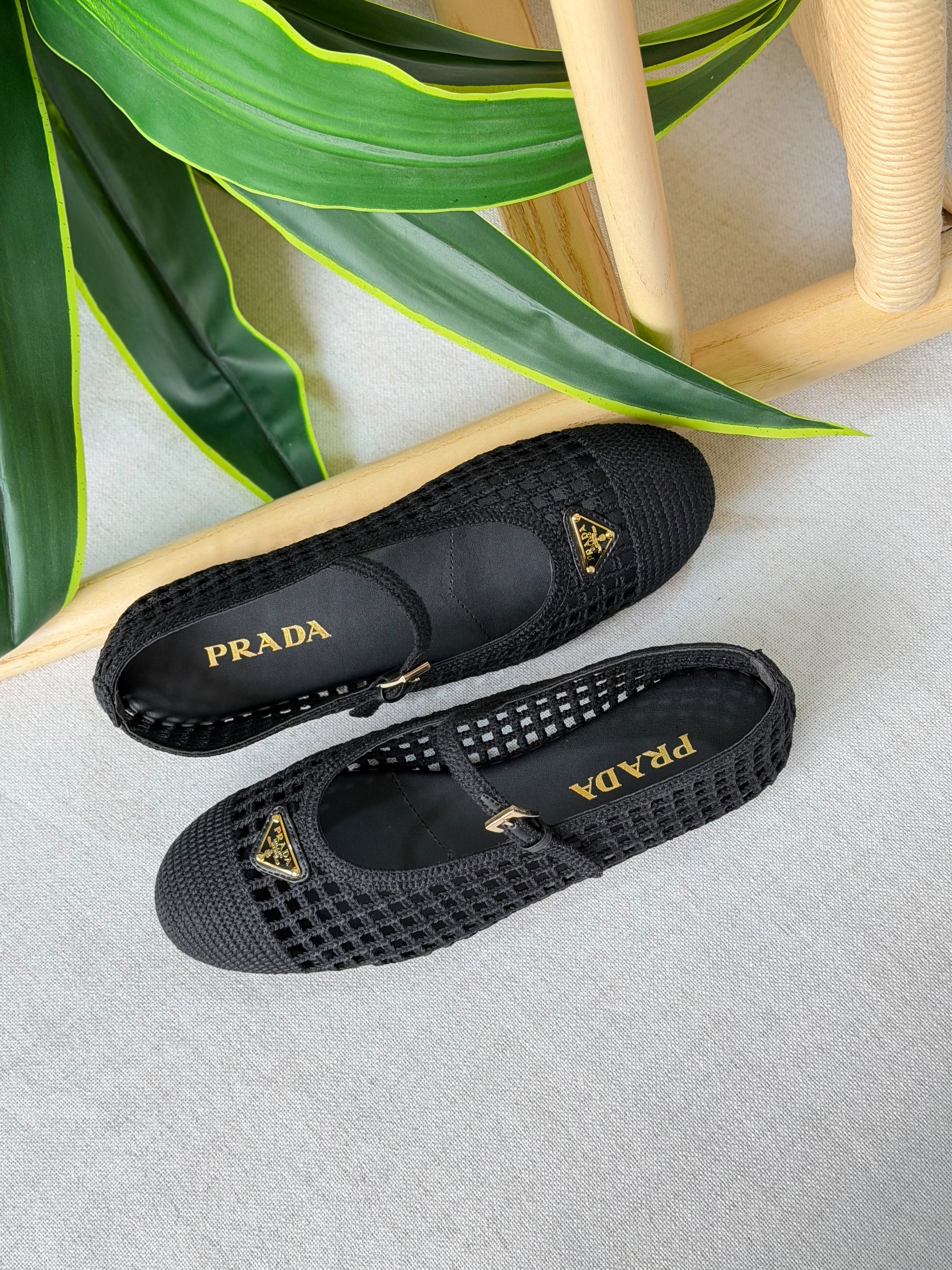 Prada Ivory Crochet Ballerinas
