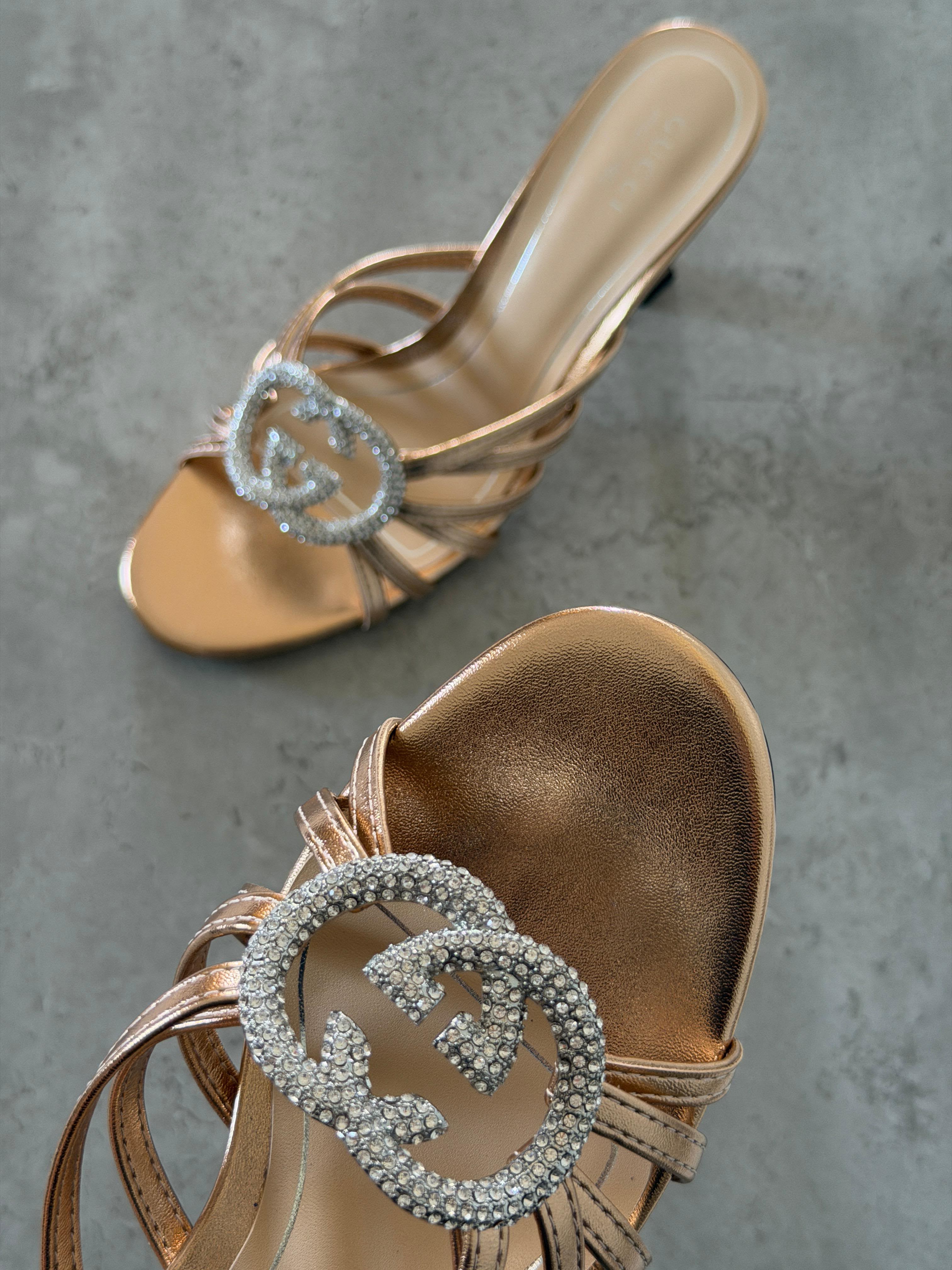 Gucci Crystal Interlocking G Sandal