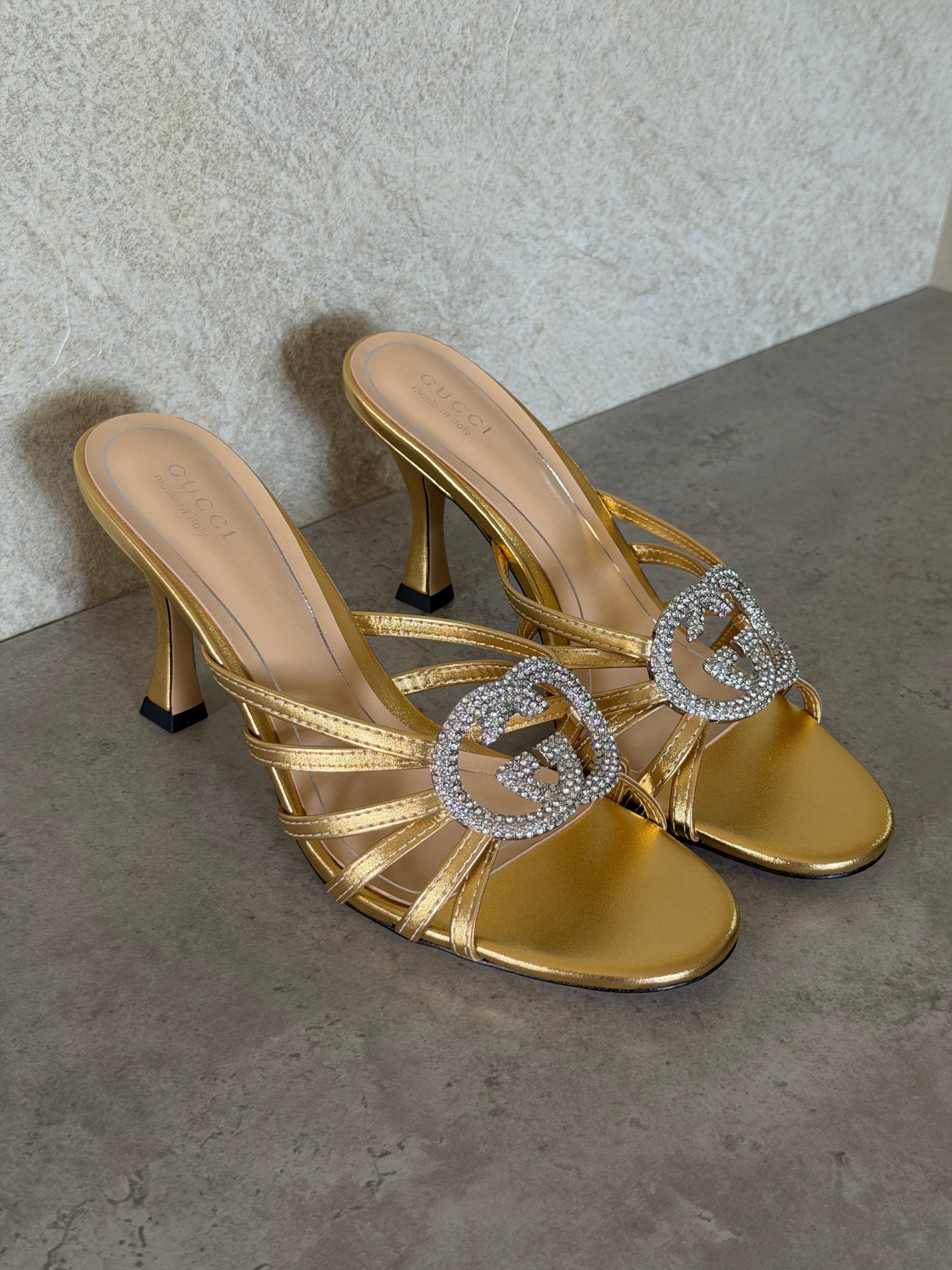 Gucci Crystal Interlocking G Sandal