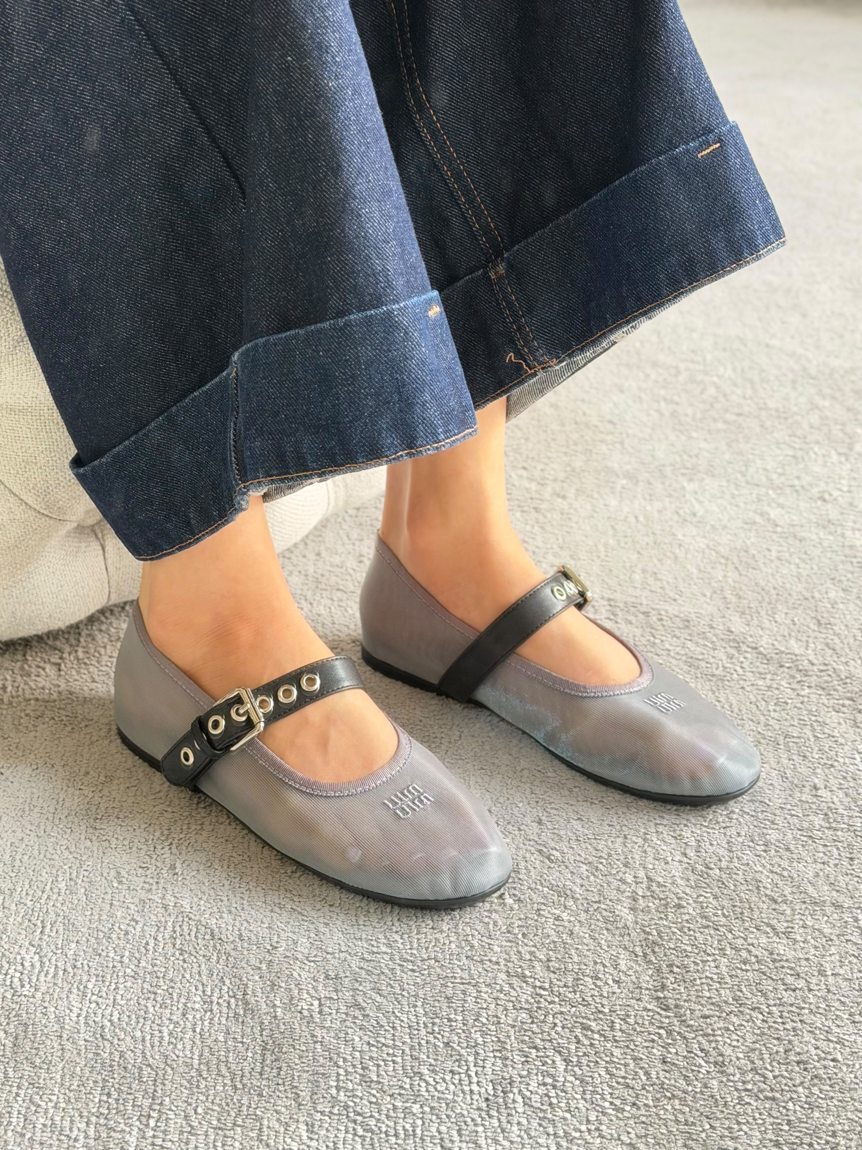 Miu Miu Mesh Fabric Ballerinas