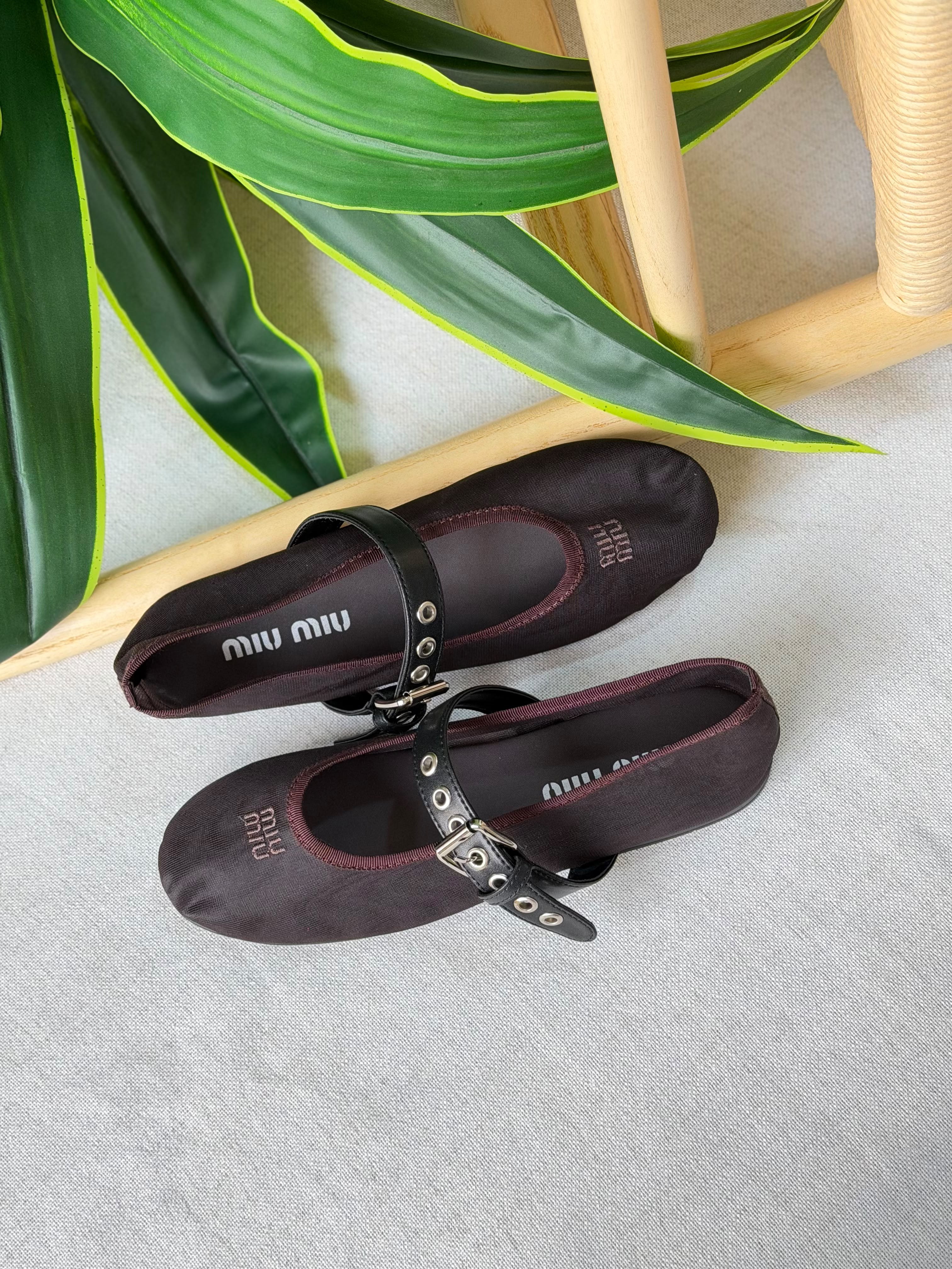 Miu Miu Mesh Fabric Ballerinas
