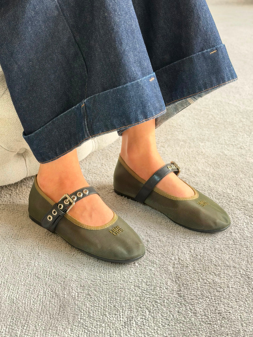 Miu Miu Mesh Fabric Ballerinas