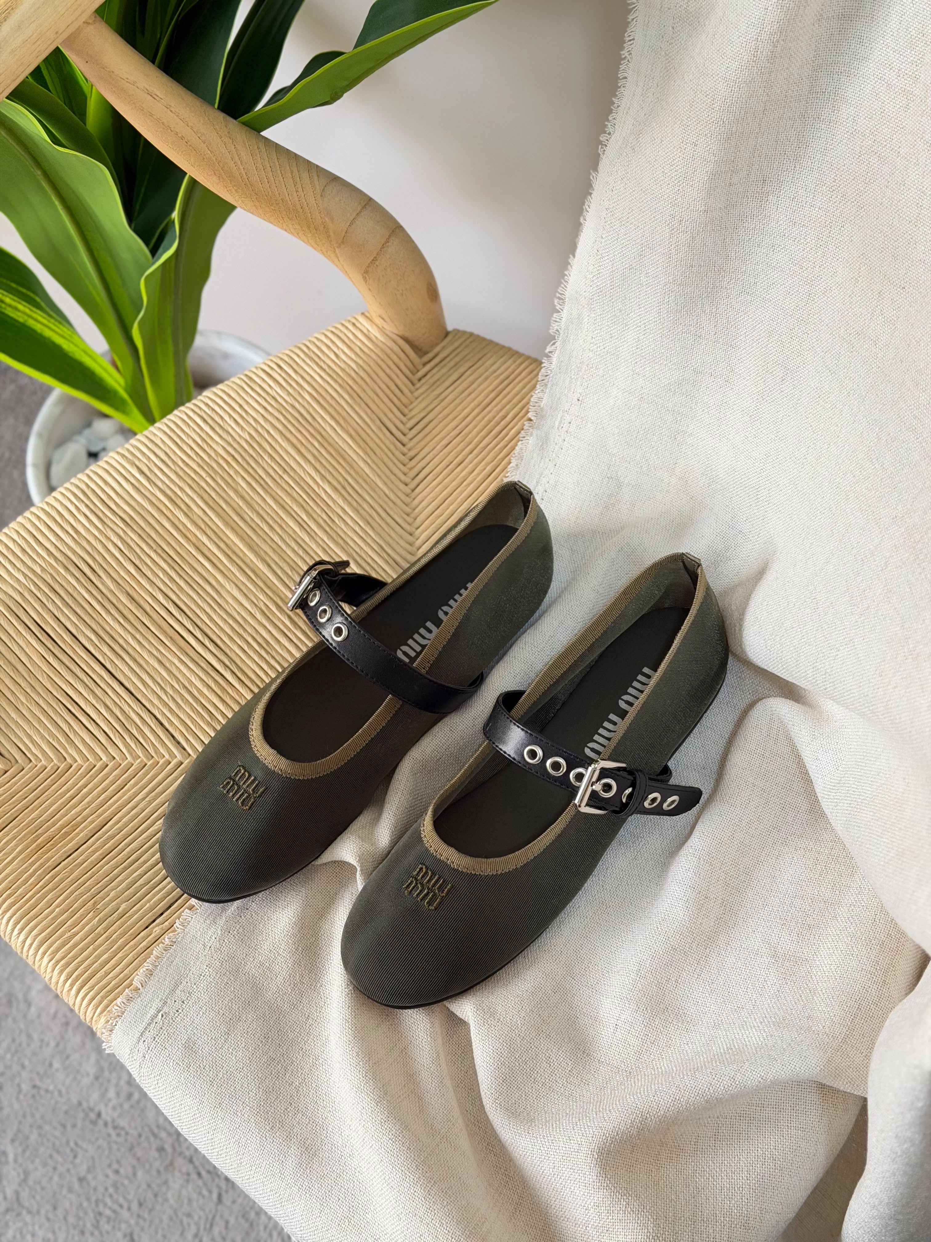 Miu Miu Mesh Fabric Ballerinas