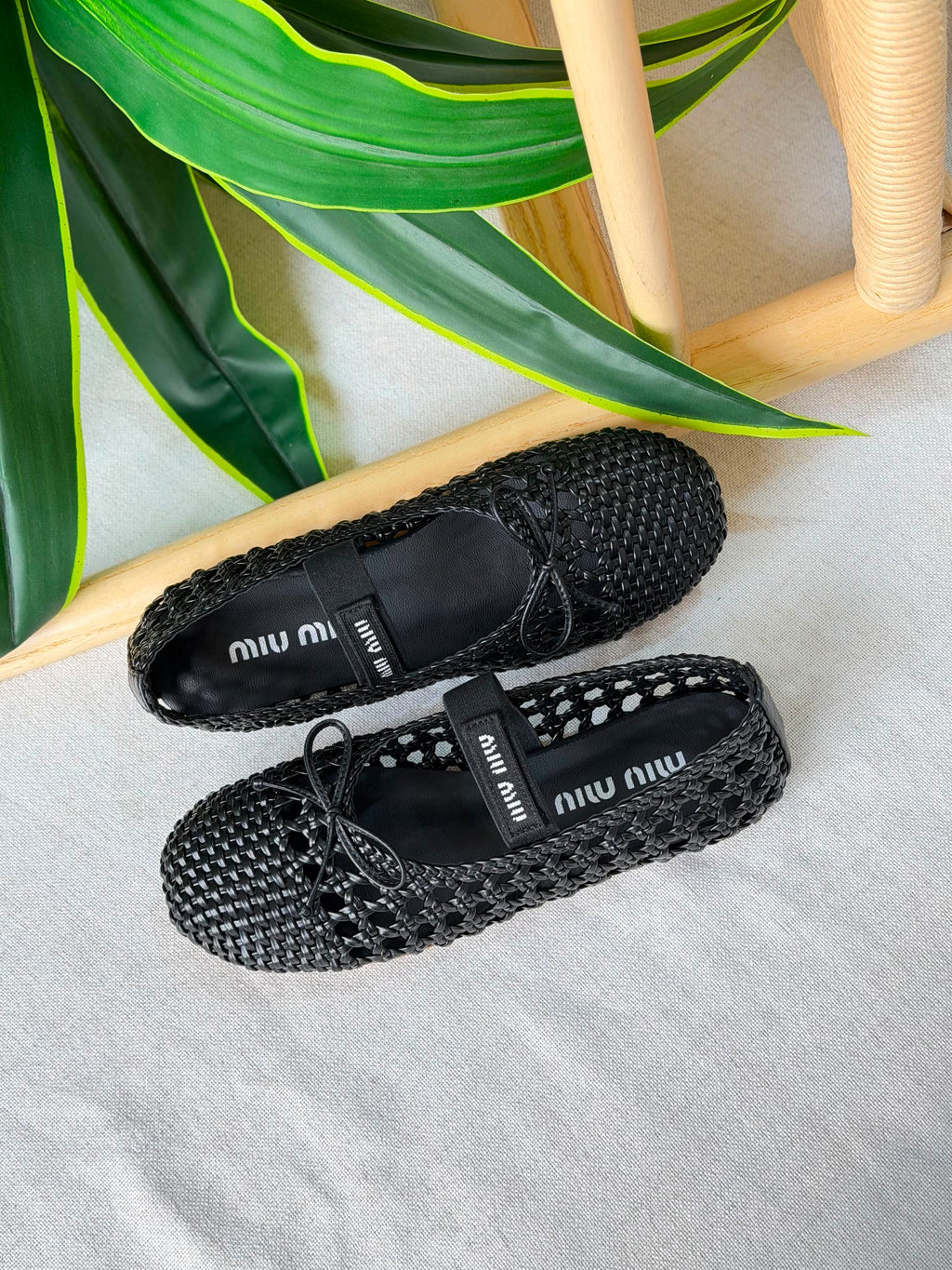 Miu Miu Ballet Flats Woven Mordoré Nappa Leather