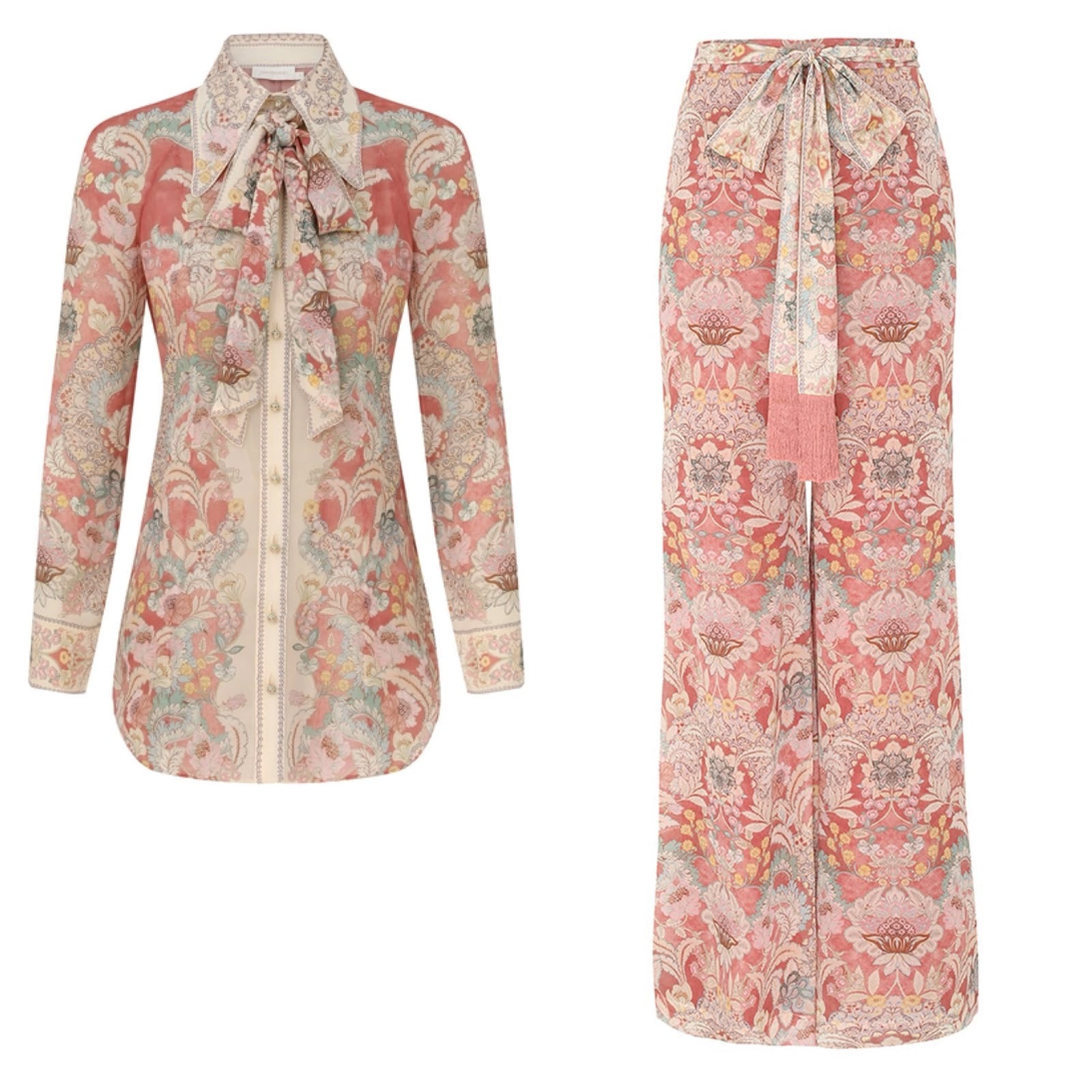 Zimmermann Rebellion Pussybow Shirt & Pant Set
