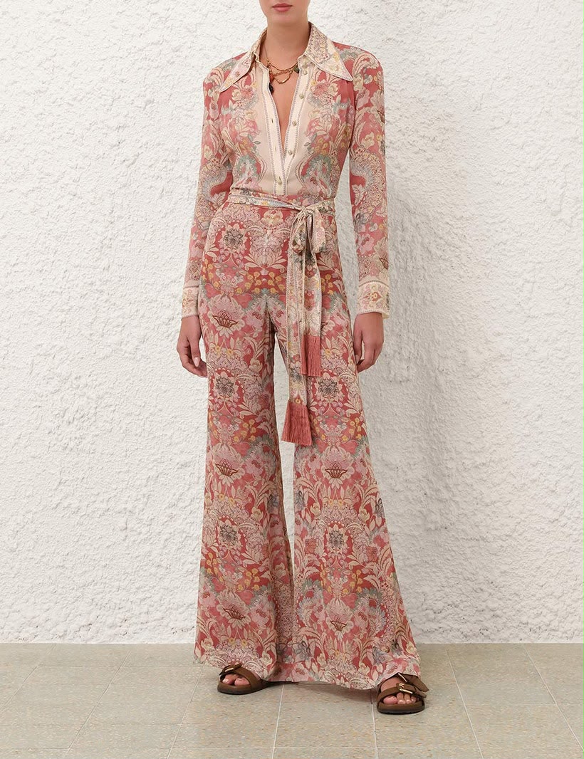 Zimmermann Rebellion Pussybow Shirt & Pant Set