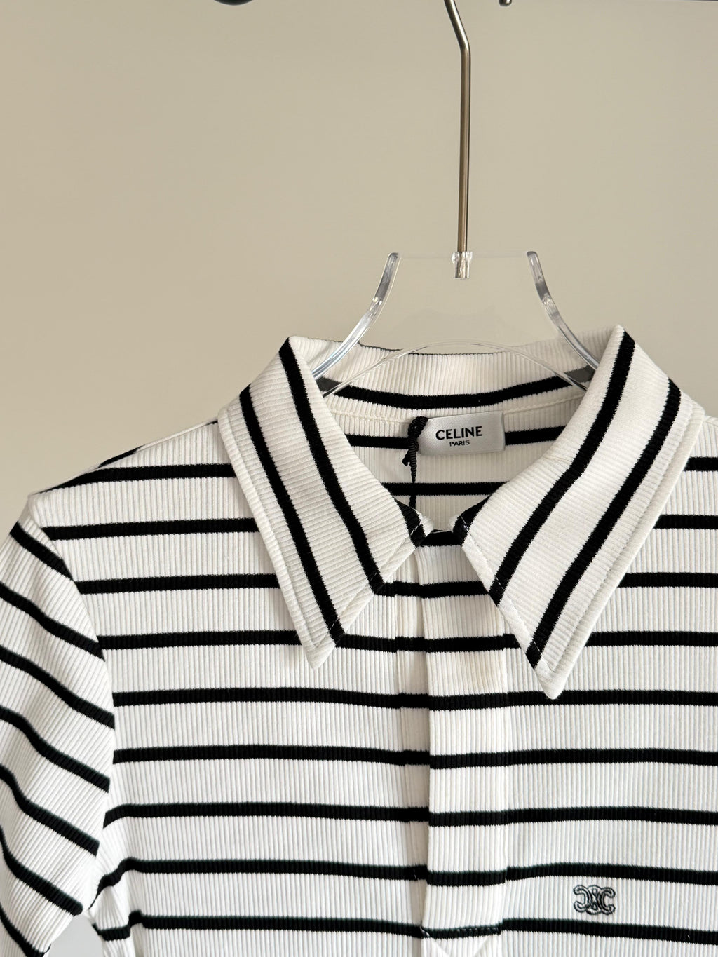 Celine Polo Shirt in Striped Silk Jersey