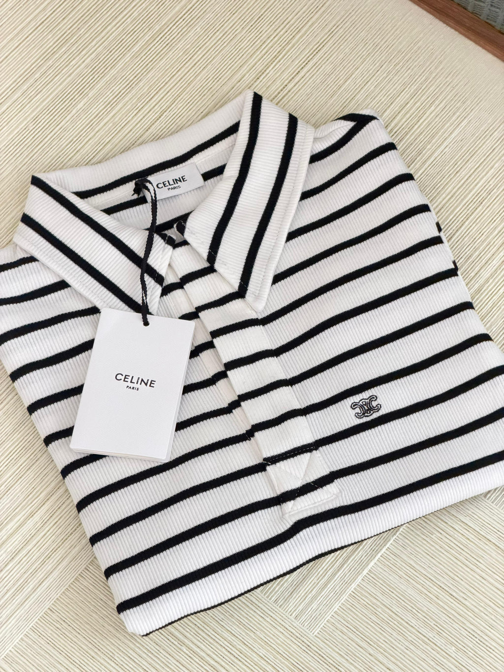 Celine Polo Shirt in Striped Silk Jersey