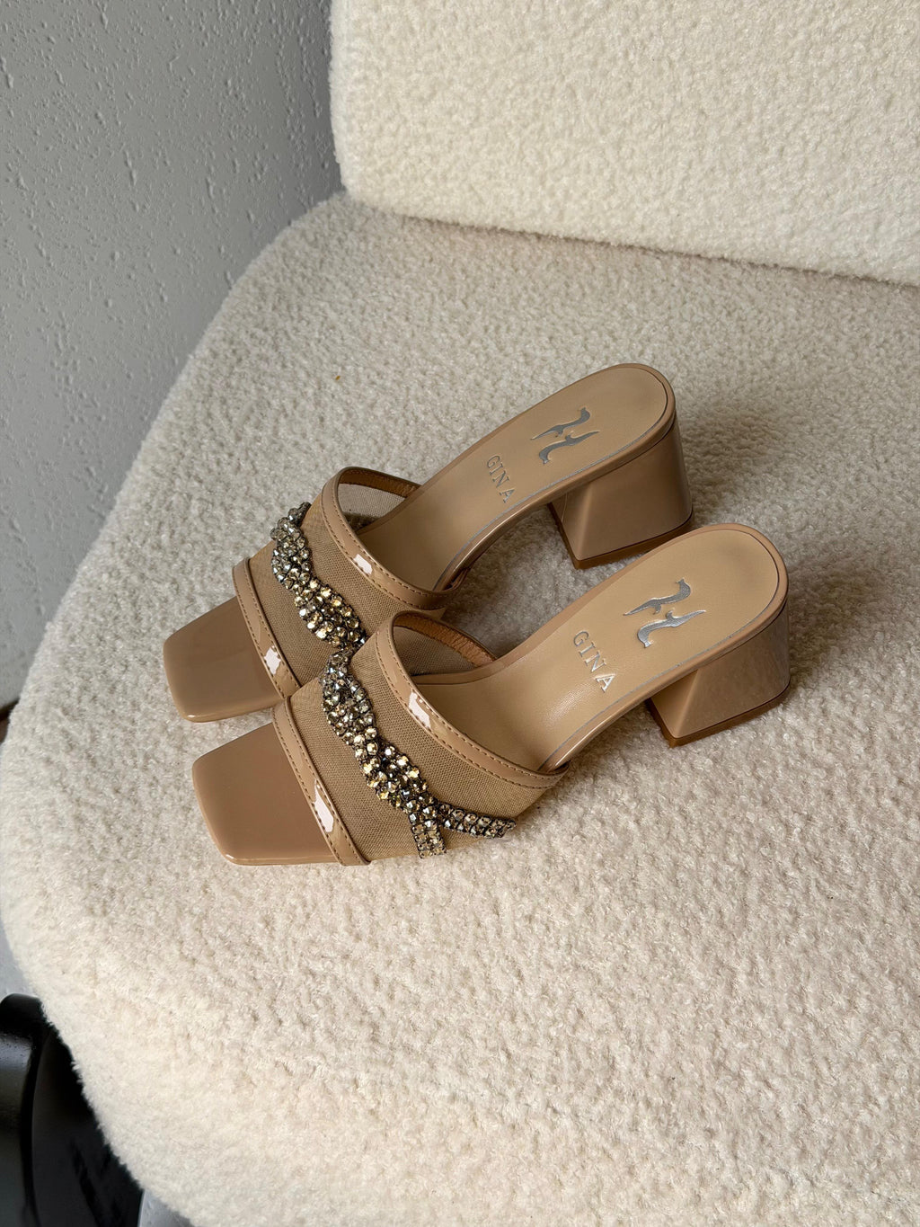 Gina Square-Toe Mesh Mules