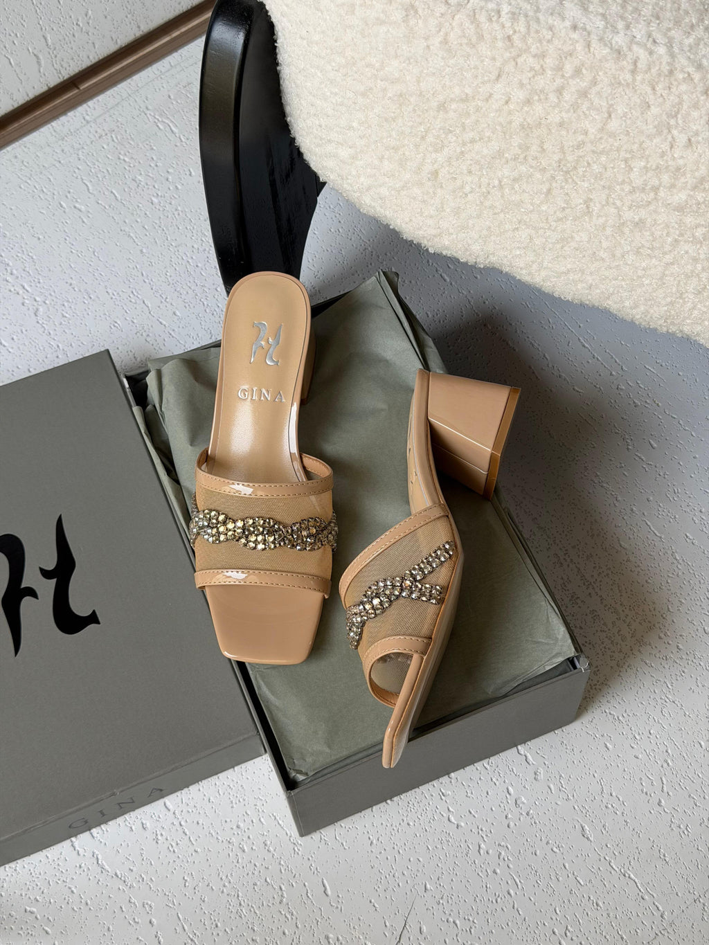 Gina Square-Toe Mesh Mules