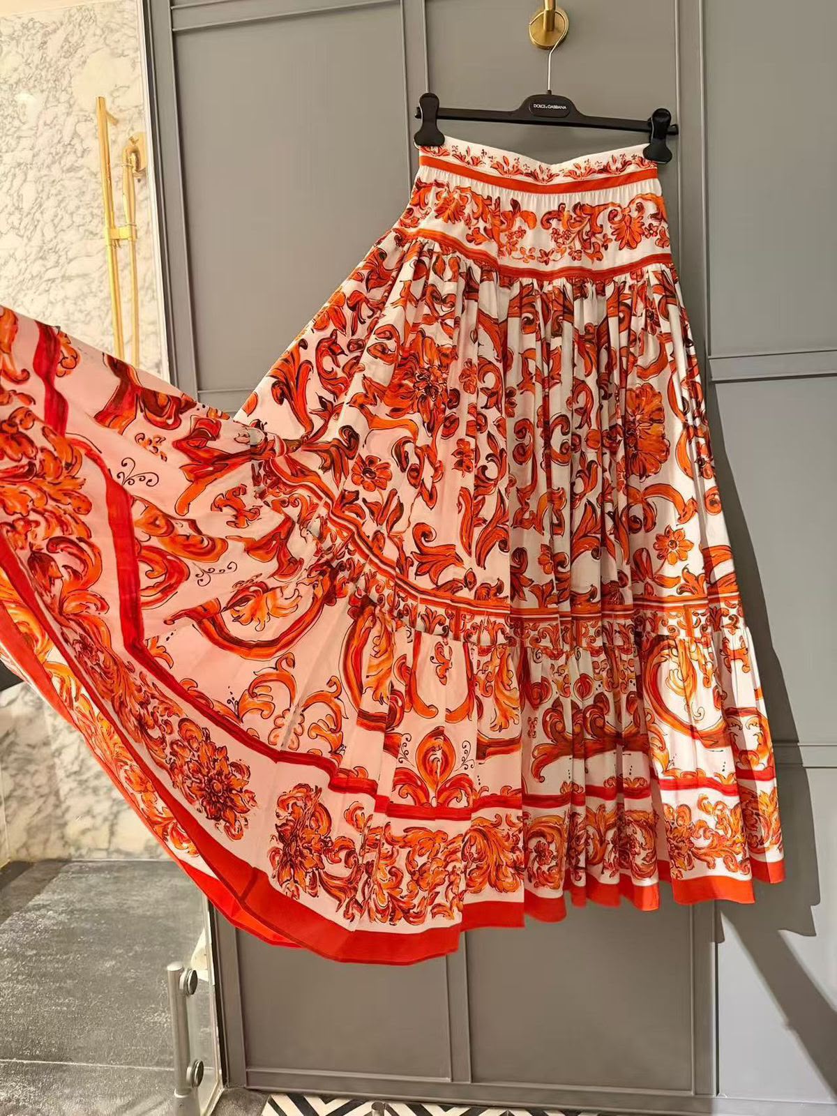 Dolce & Gabbana Orange Majolica-Print Maxi Set