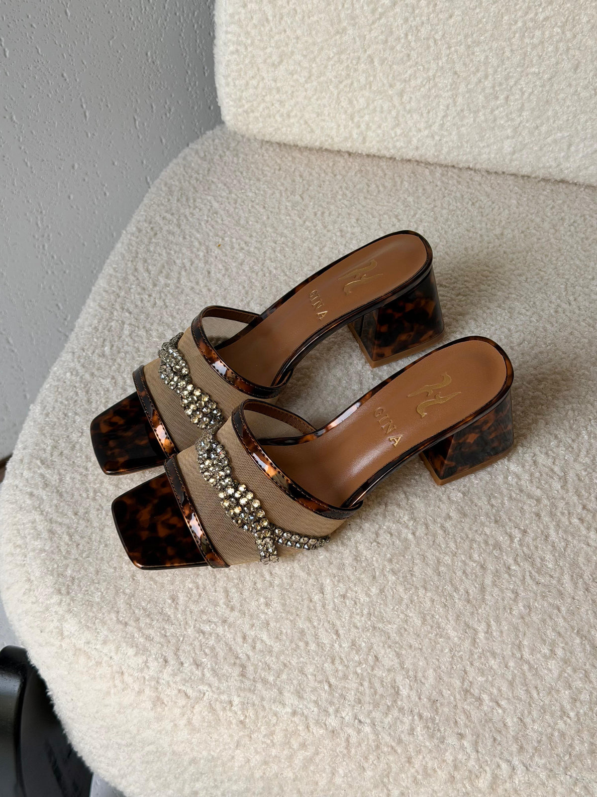 Gina Square-Toe Mesh Mules