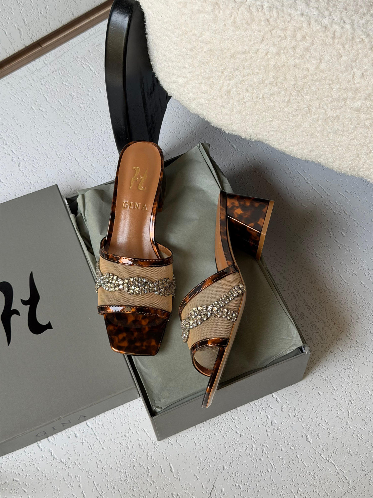 Gina Square-Toe Mesh Mules