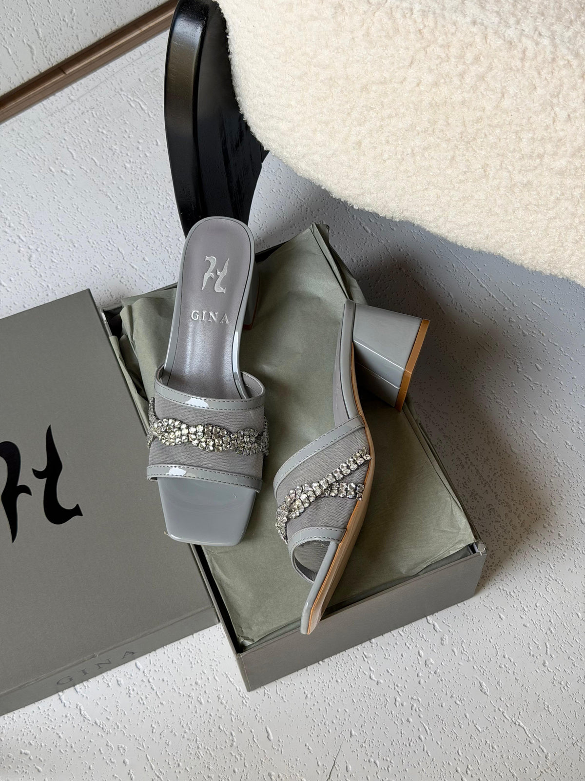 Gina Square-Toe Mesh Mules