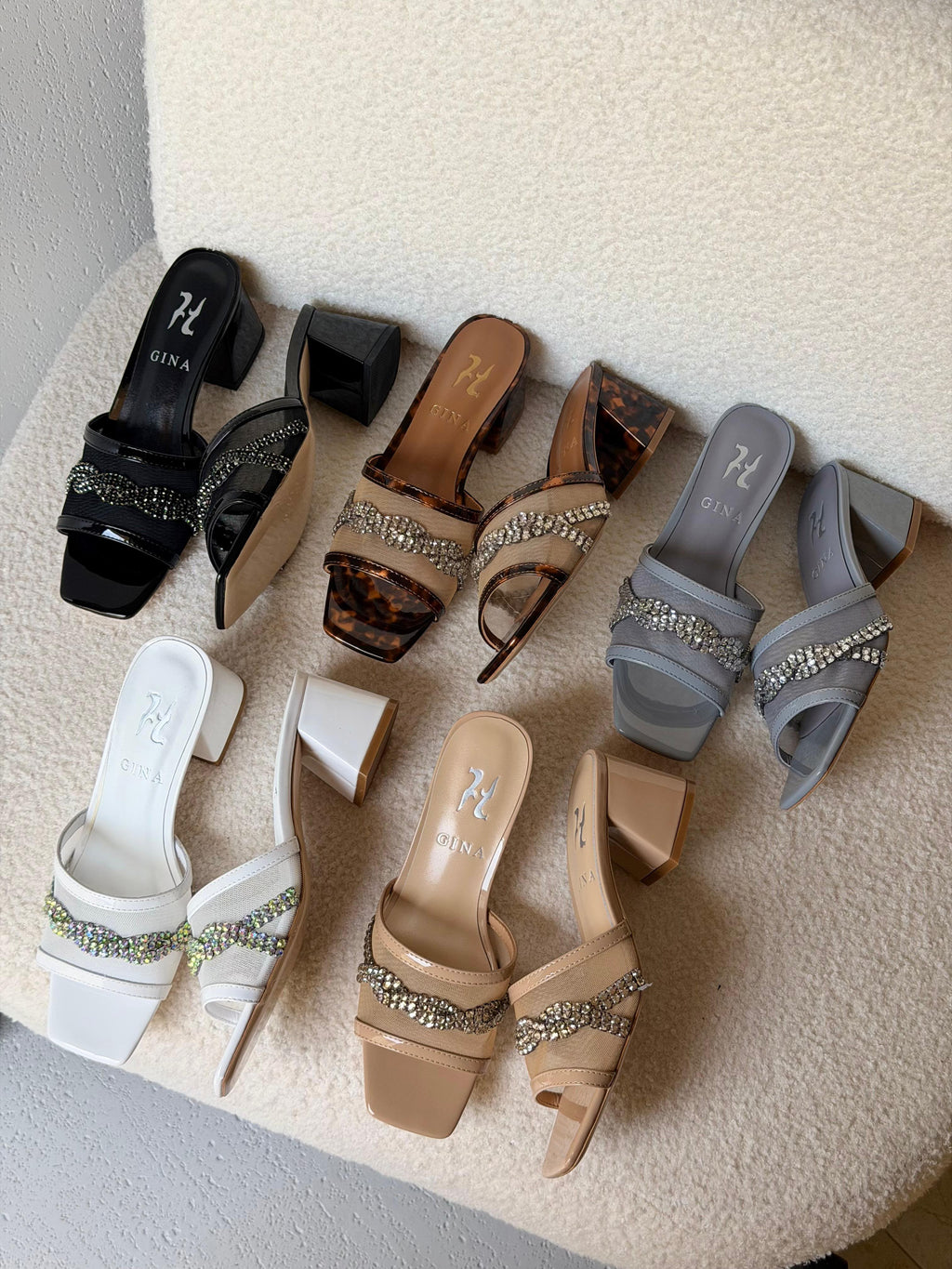 Gina Square-Toe Mesh Mules