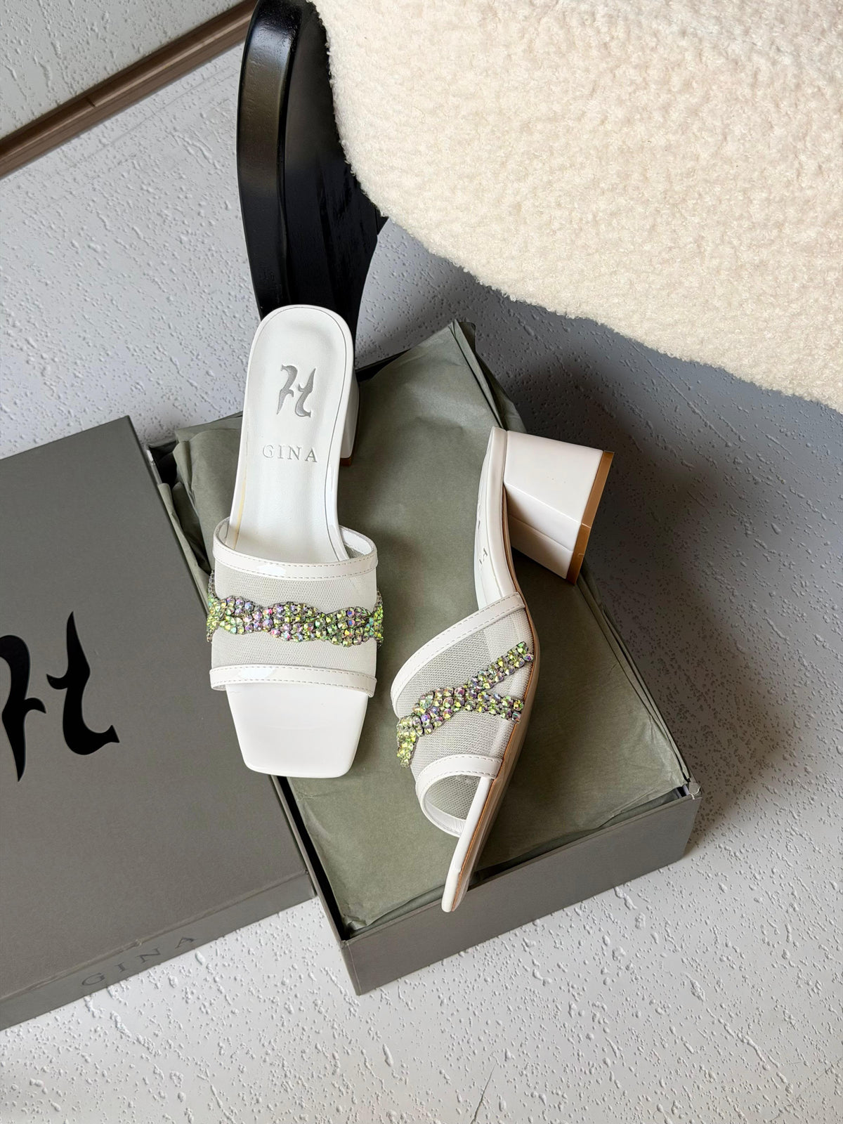 Gina Square-Toe Mesh Mules