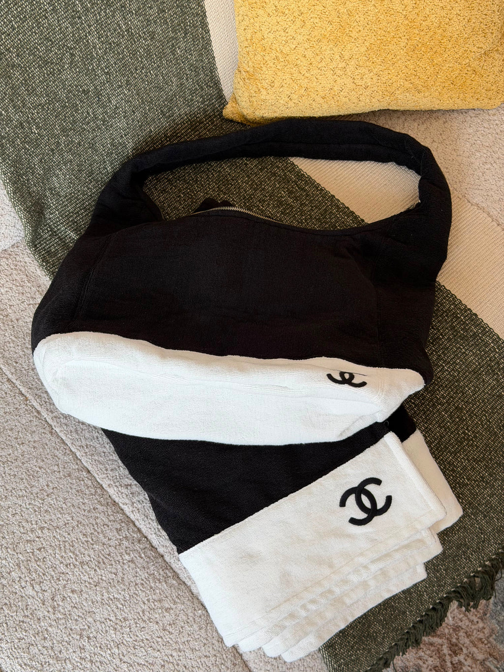 Chanel Terry Cloth CC Beach Bag and Towel Set