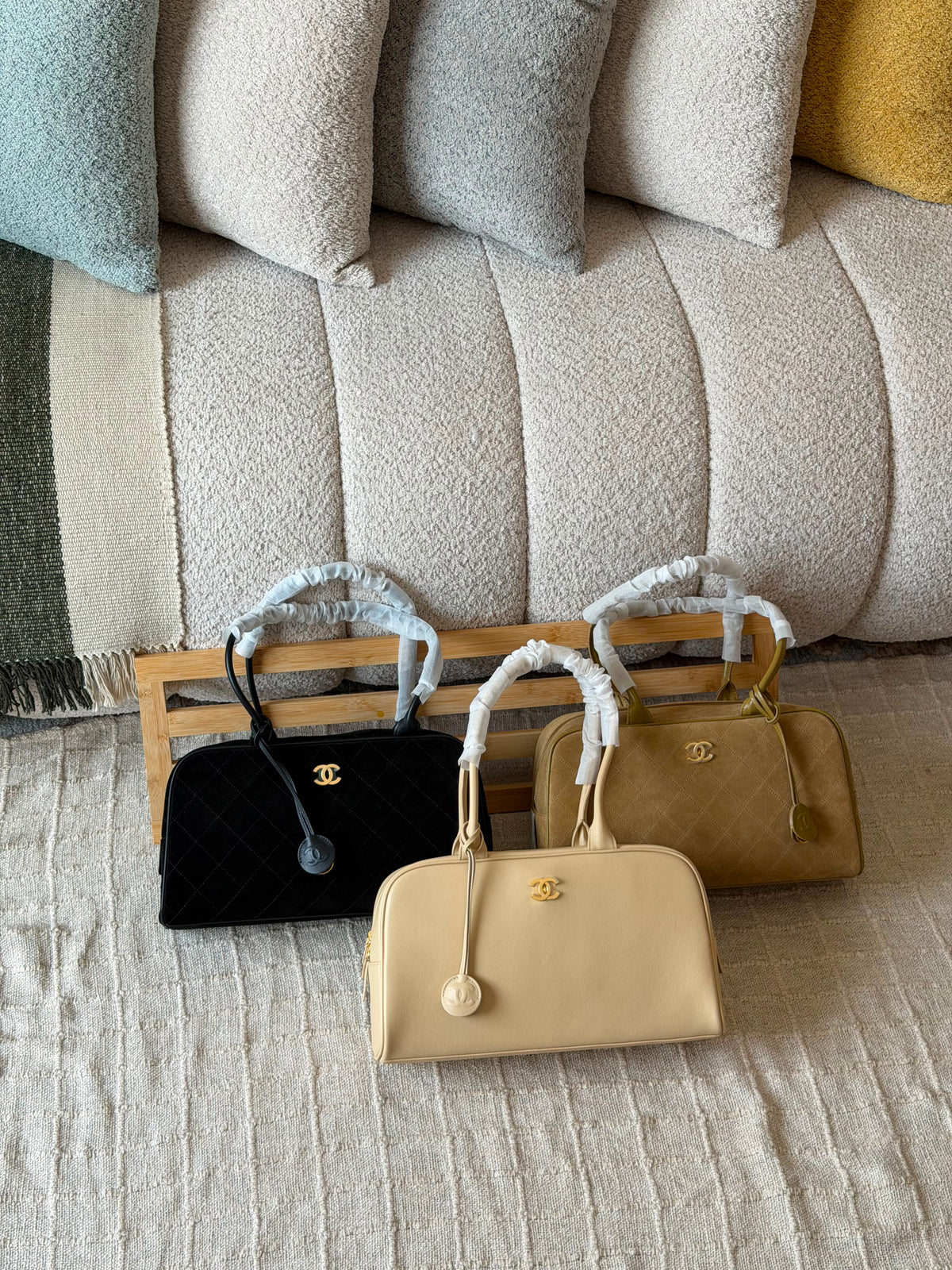 Chanel Large Bowling Bag Suede