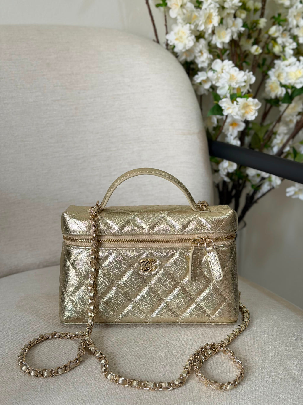 Chanel Caviar Quilted Trendy Handle Slim Vanity