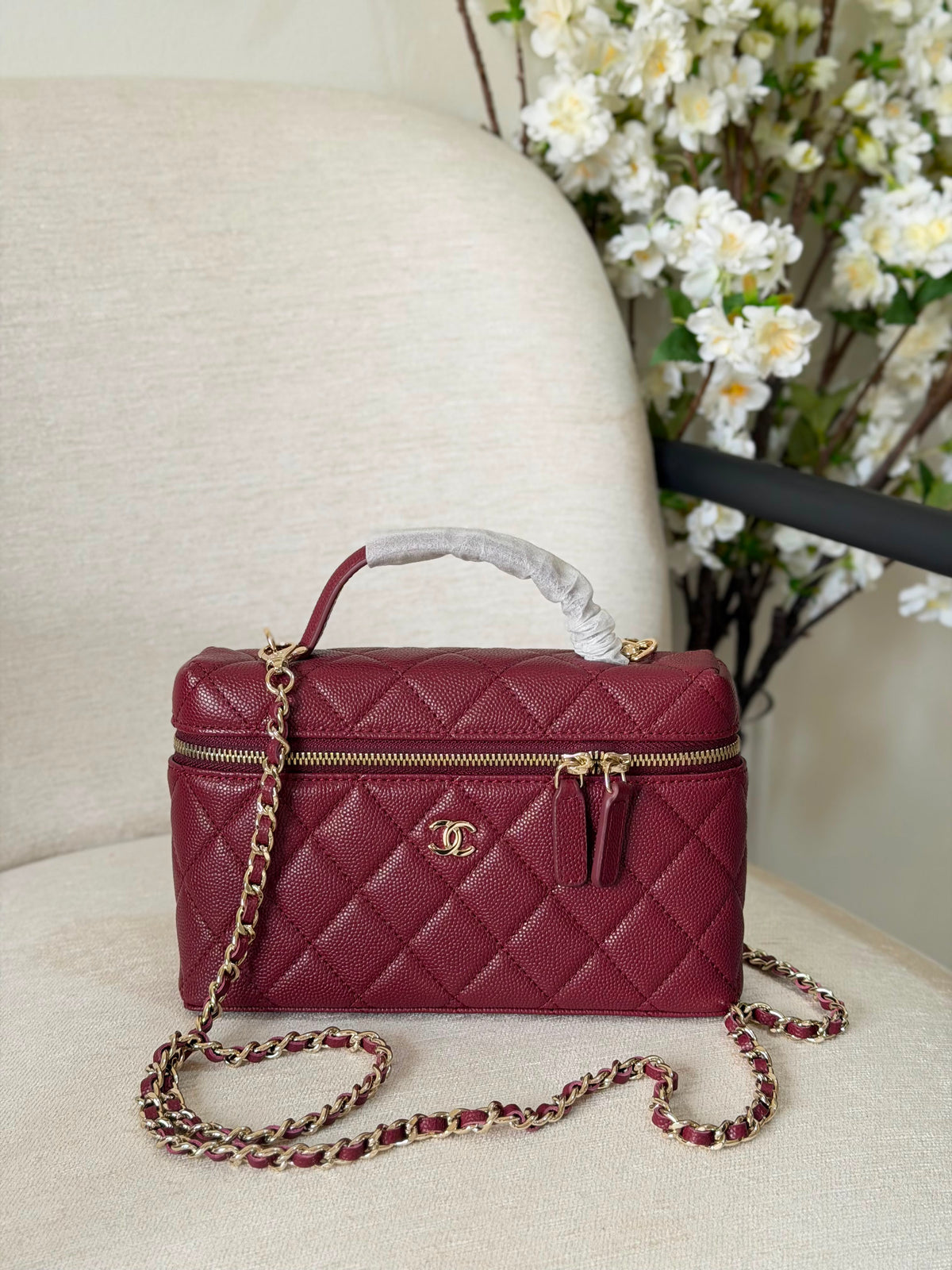 Chanel Caviar Quilted Trendy Handle Slim Vanity