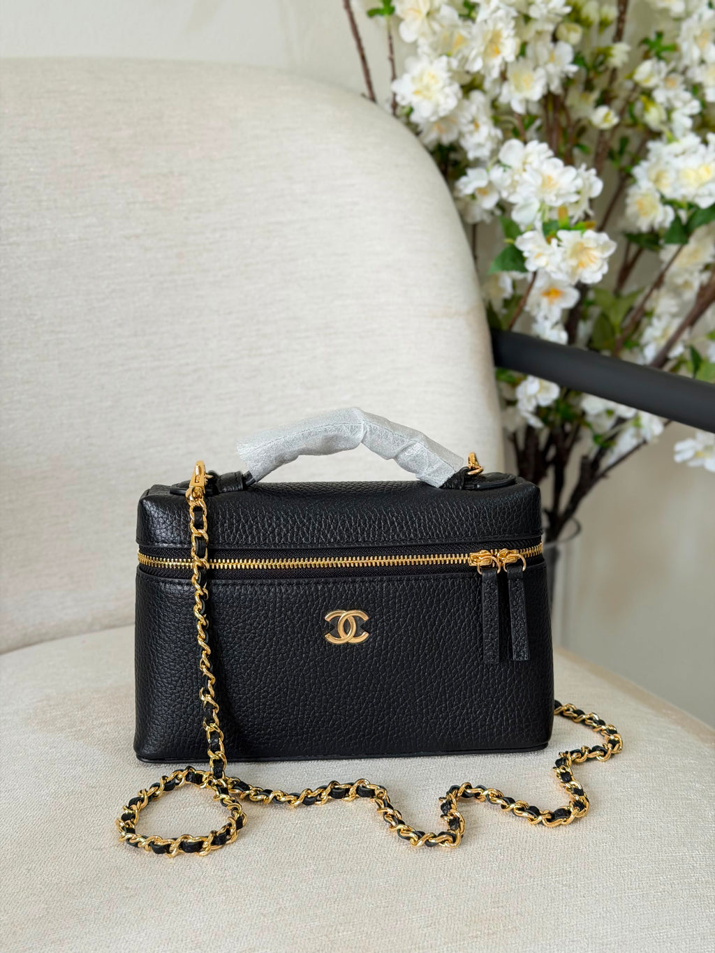 Chanel Caviar Quilted Trendy Handle Slim Vanity