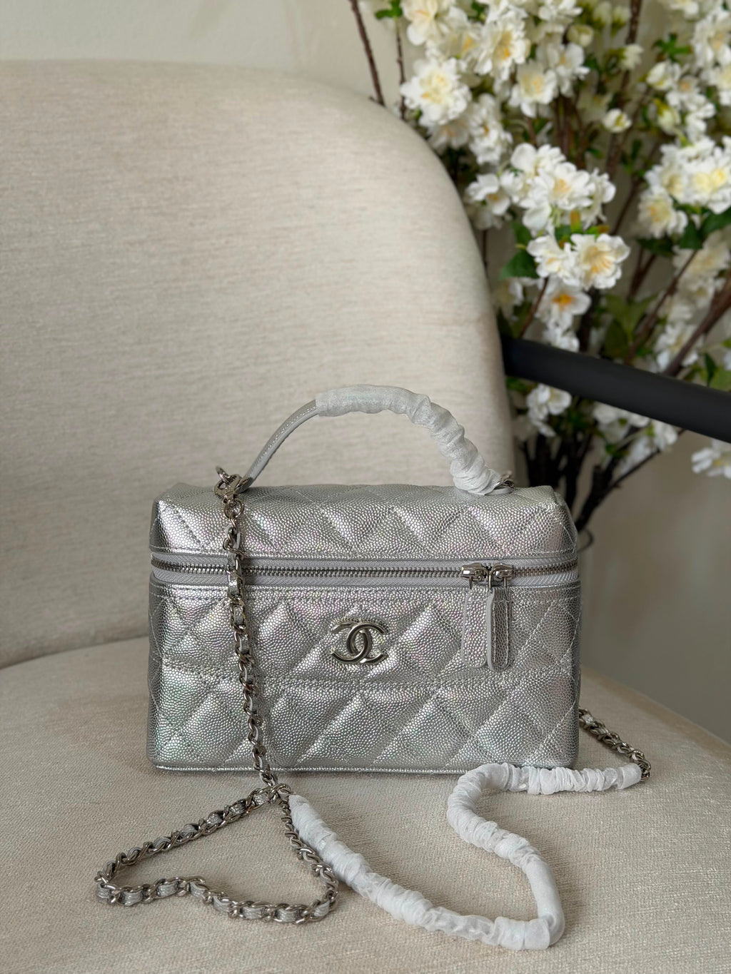 Chanel Caviar Quilted Trendy Handle Slim Vanity