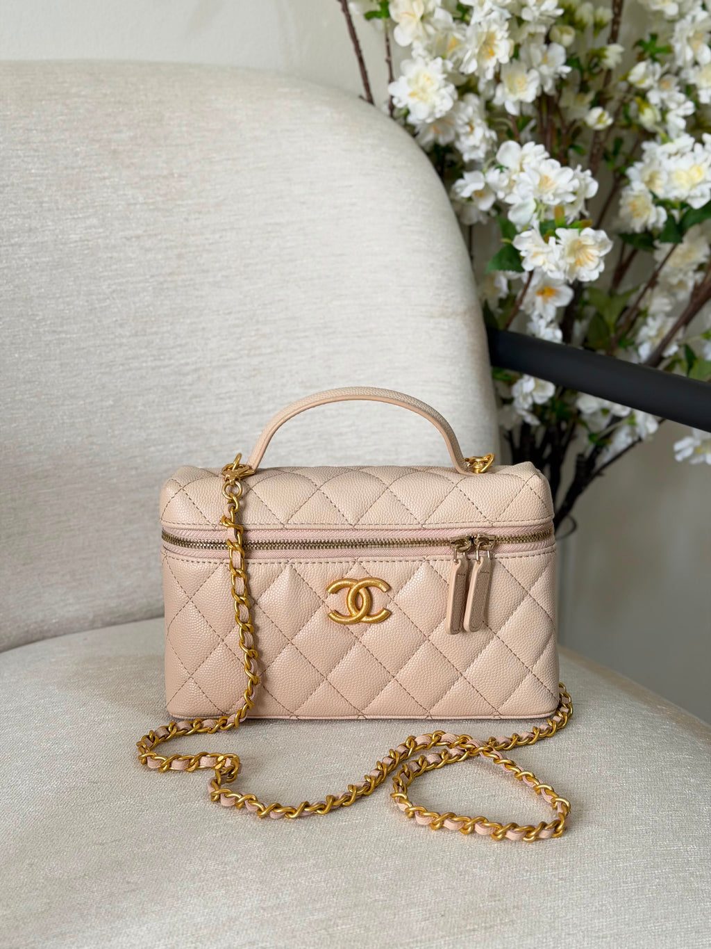 Chanel Caviar Quilted Trendy Handle Slim Vanity