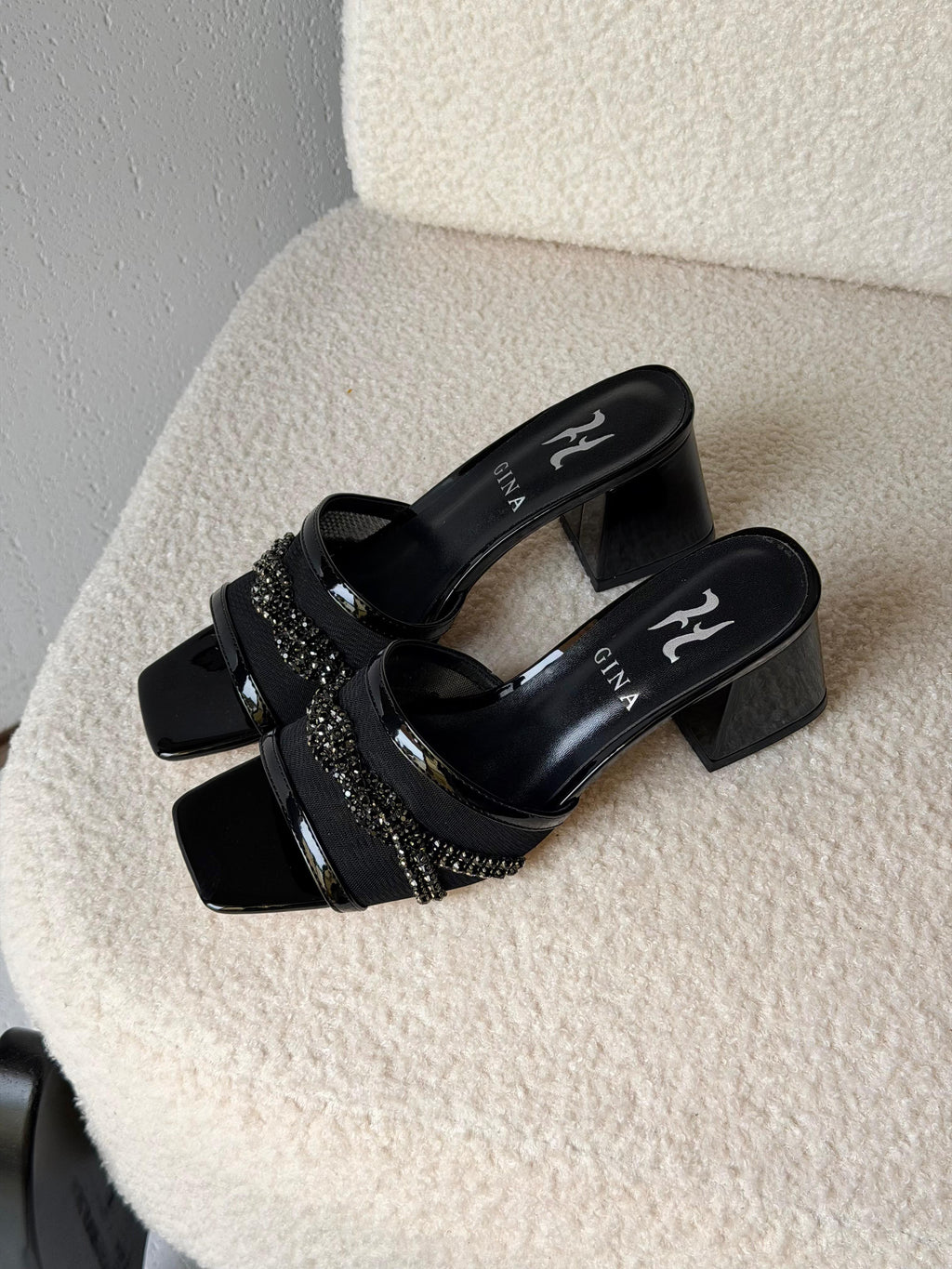 Gina Square-Toe Mesh Mules