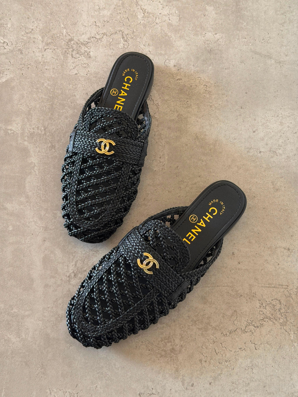 Chanel Braided Lambskin Mules