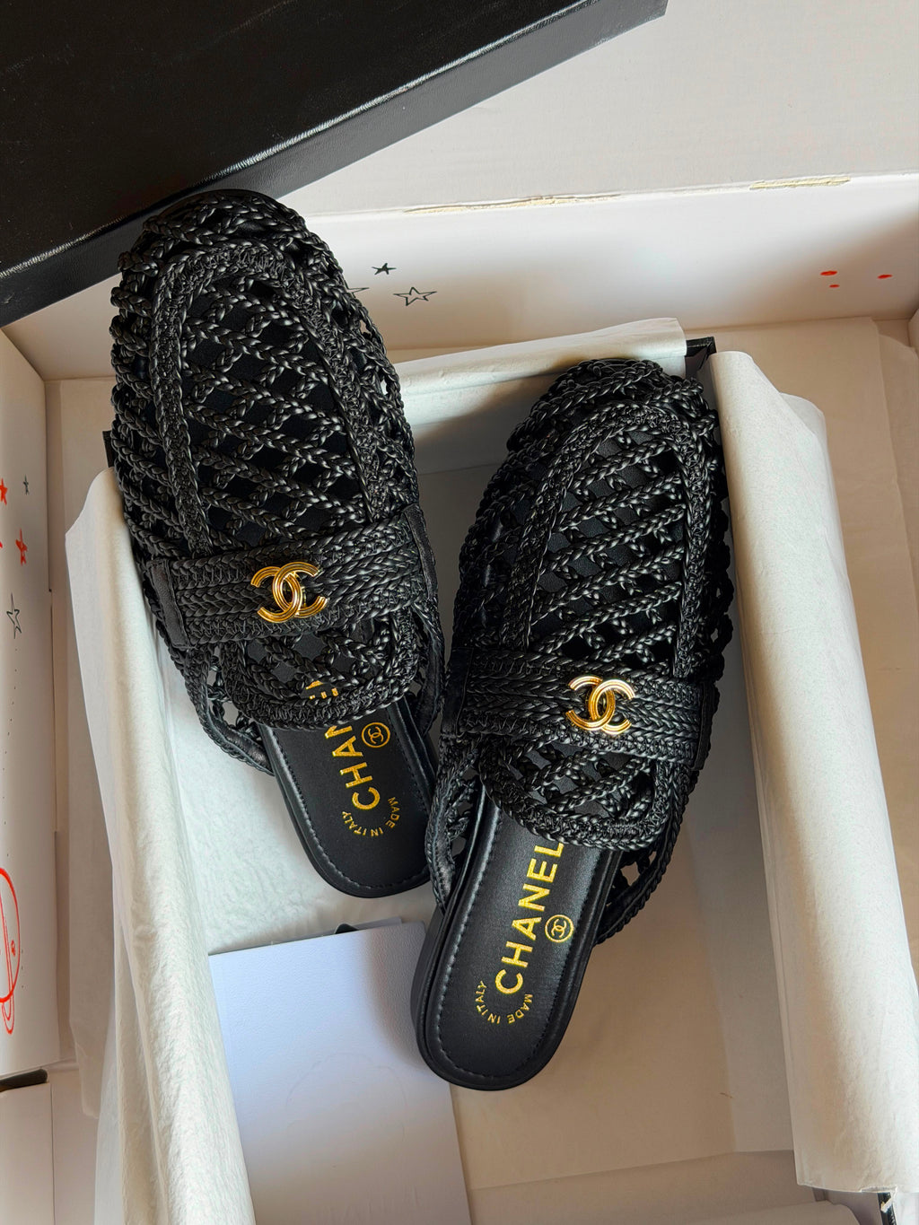 Chanel Braided Lambskin Mules