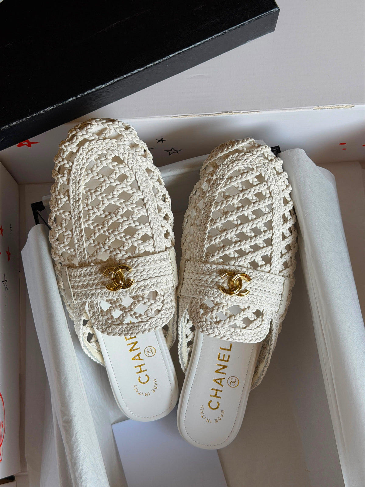 Chanel Braided Lambskin Mules