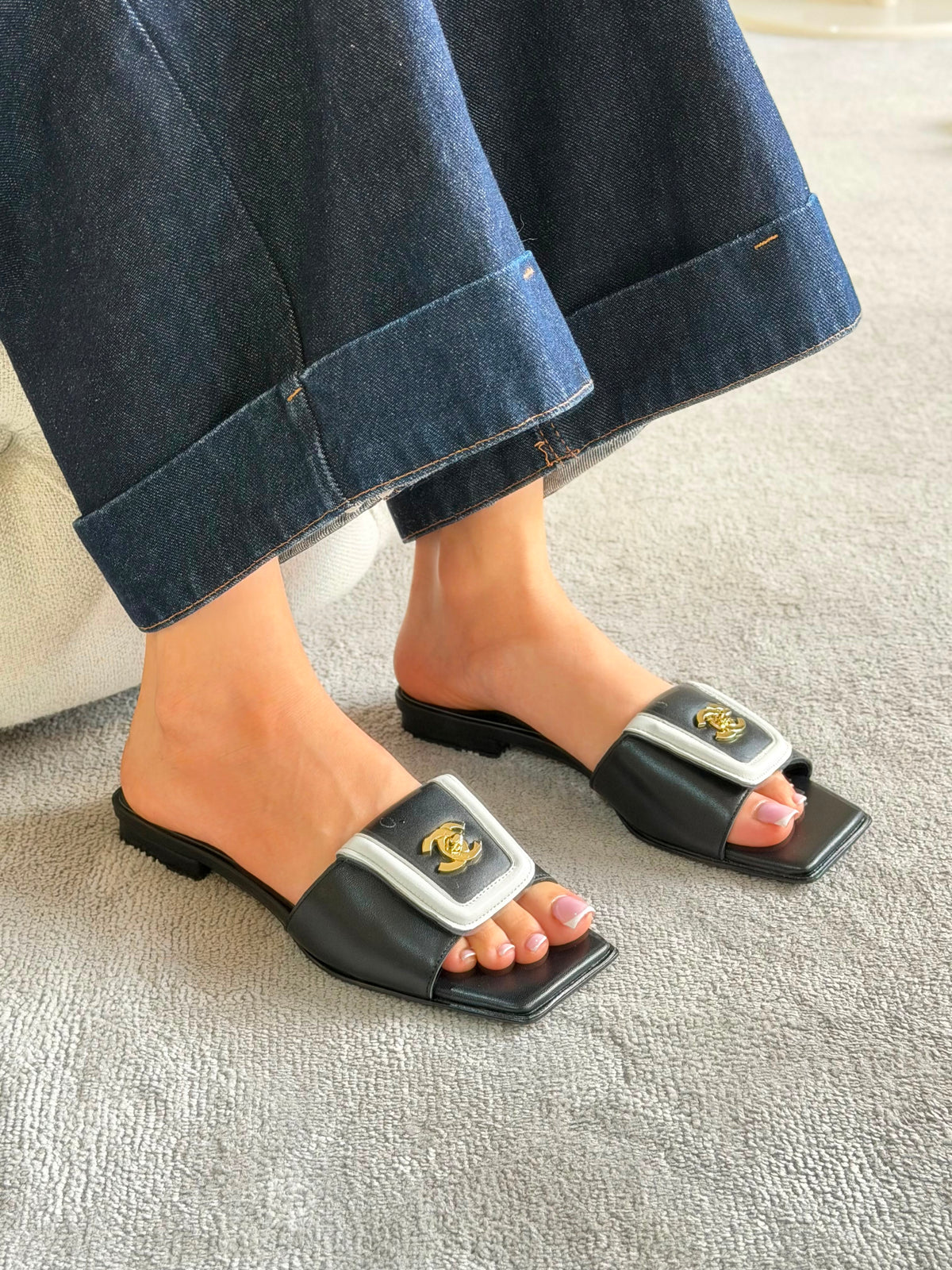 Chanel Turn-Lock Flat Mules