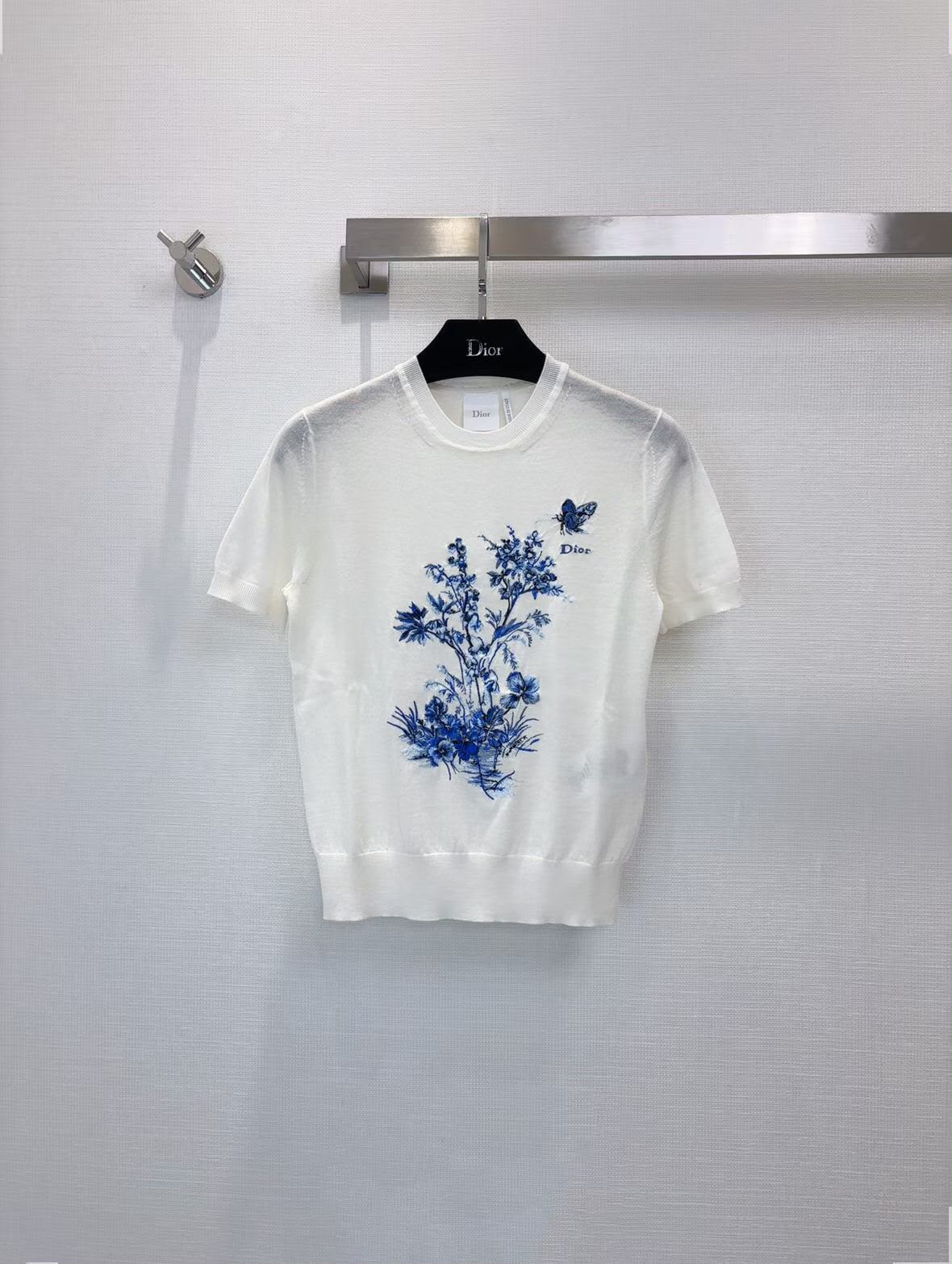 Dior Short-Sleeved Embroidered Sweater