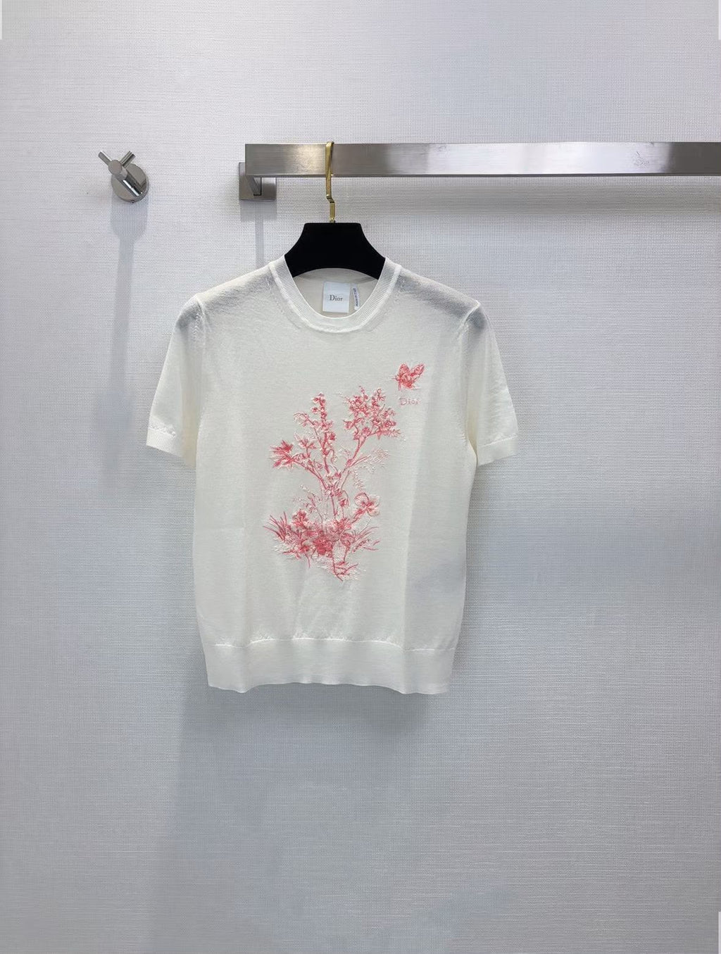 Dior Short-Sleeved Embroidered Sweater