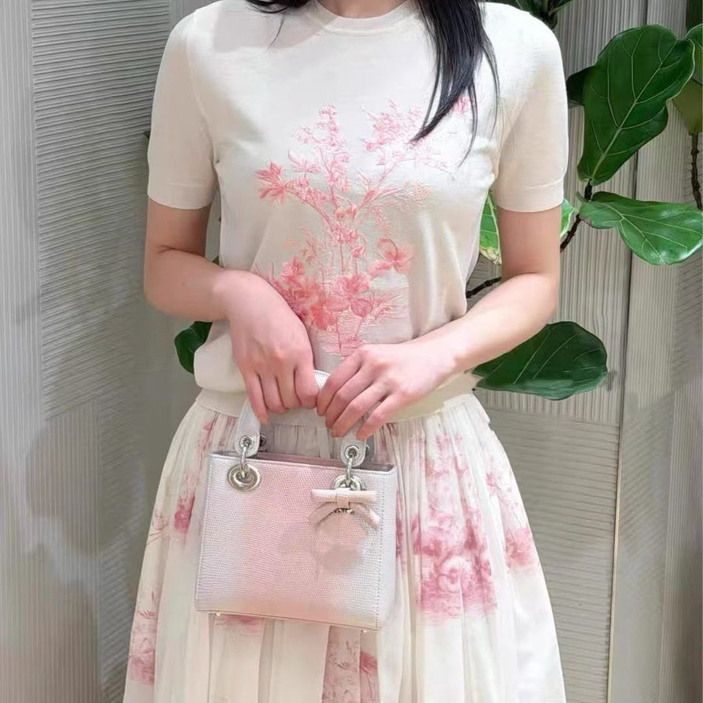 Dior Short-Sleeved Embroidered Sweater
