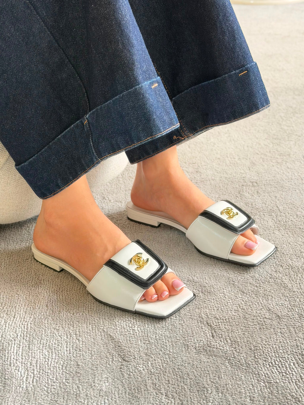 Chanel Turn-Lock Flat Mules