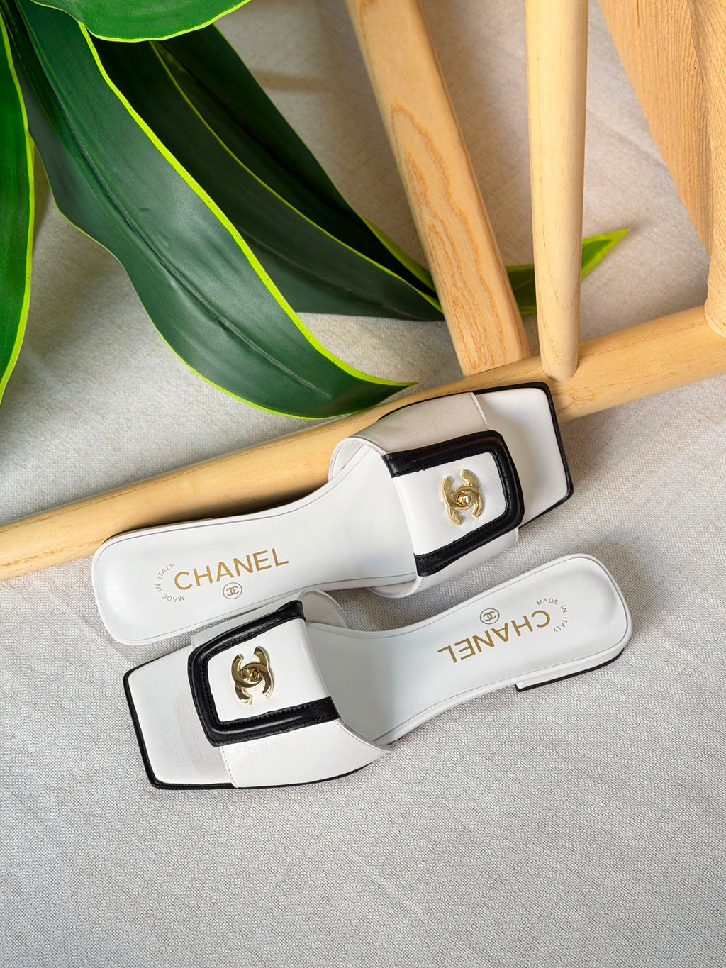Chanel Double C Buckle Square Toe Turnlock Slipper