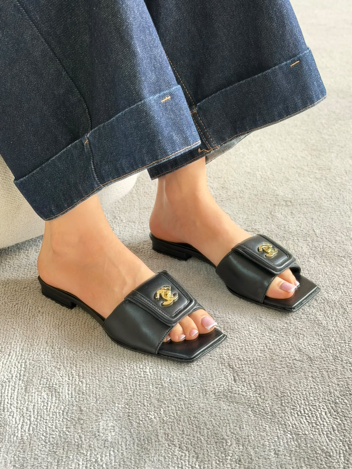 Chanel Turn-Lock Flat Mules
