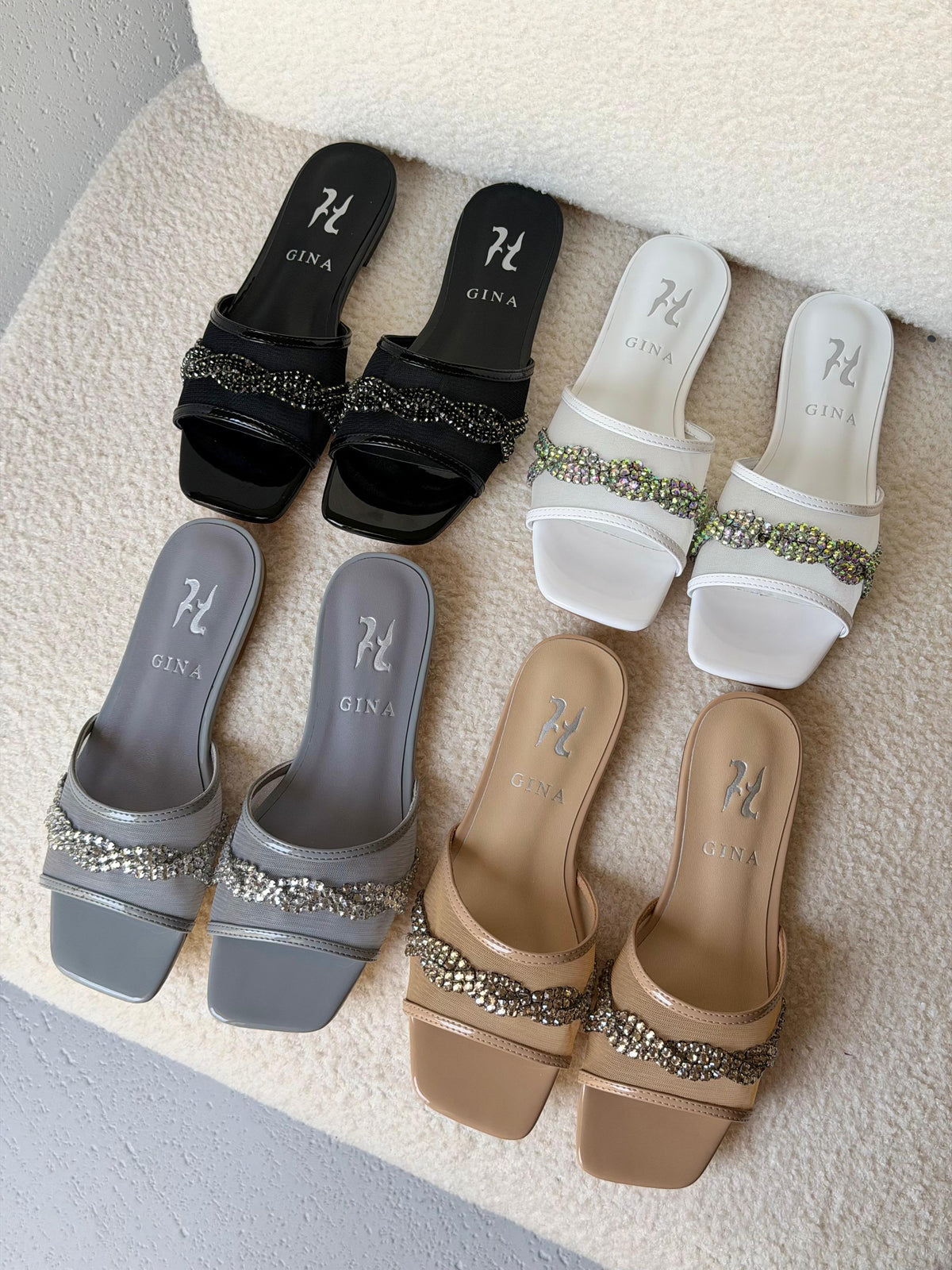 Gina Square-Toe Mesh Flats