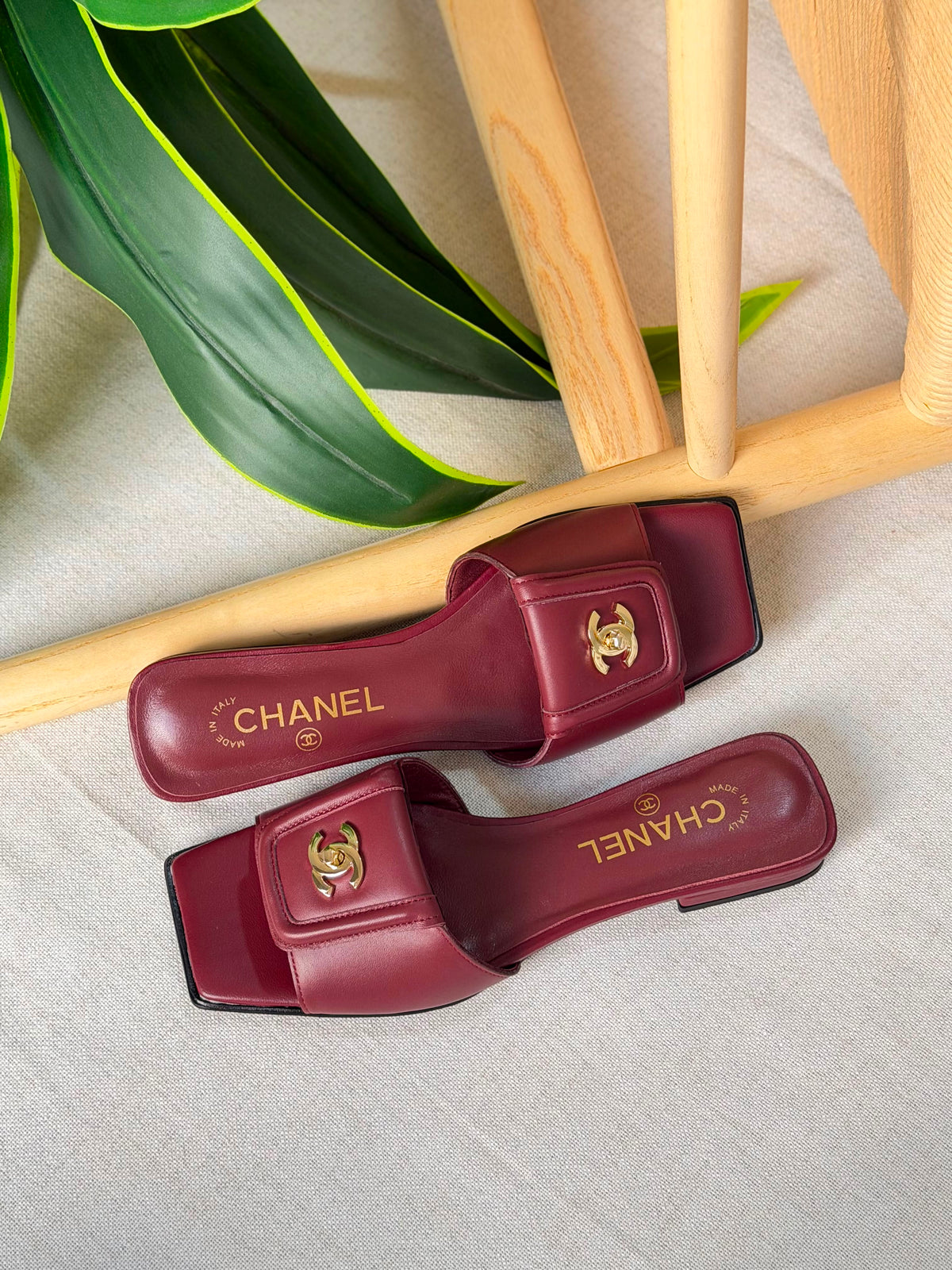 Chanel Double C Buckle Square Toe Turnlock Slipper