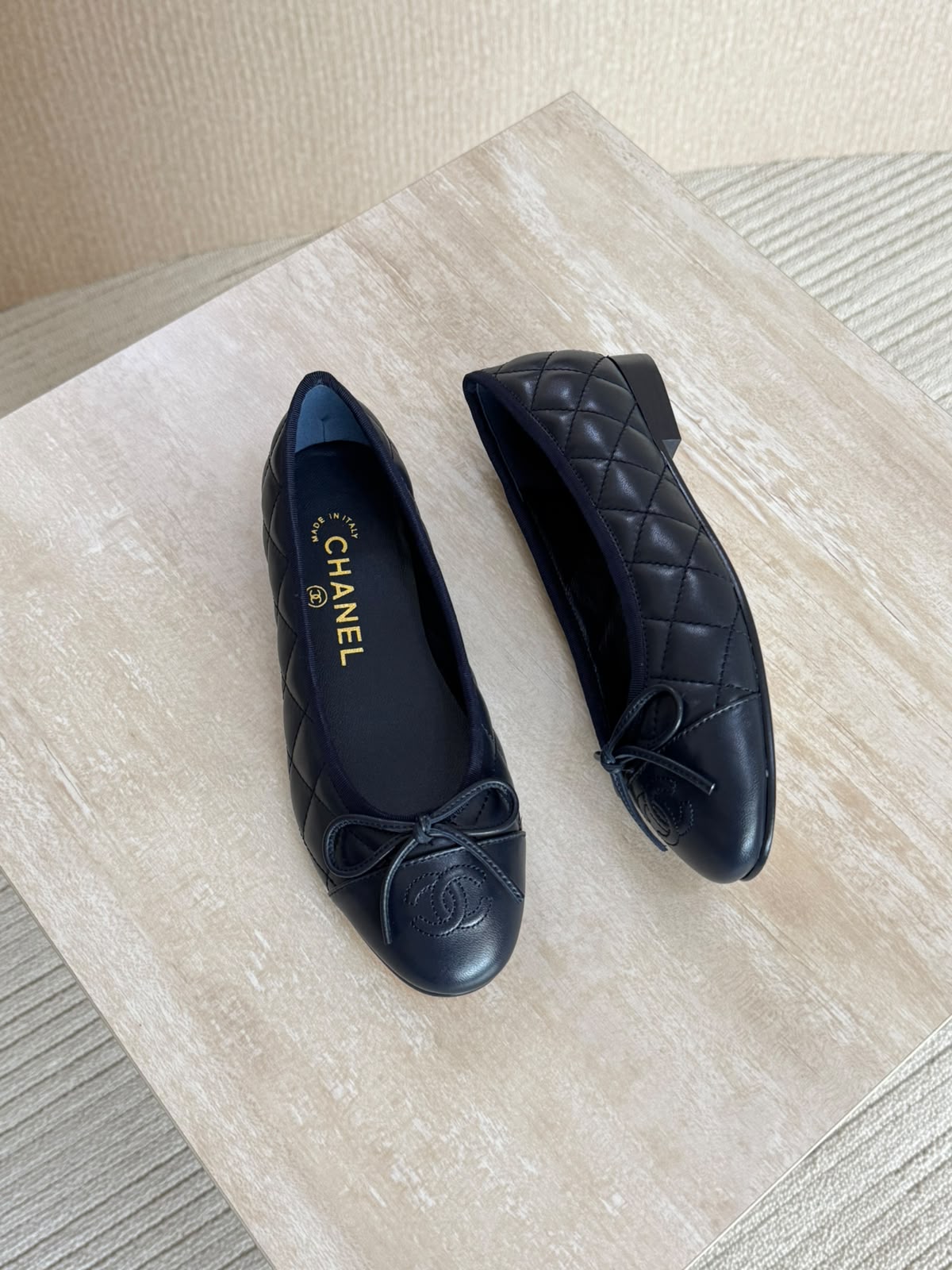 Chanel Washed Out Denim Quilted Ballet