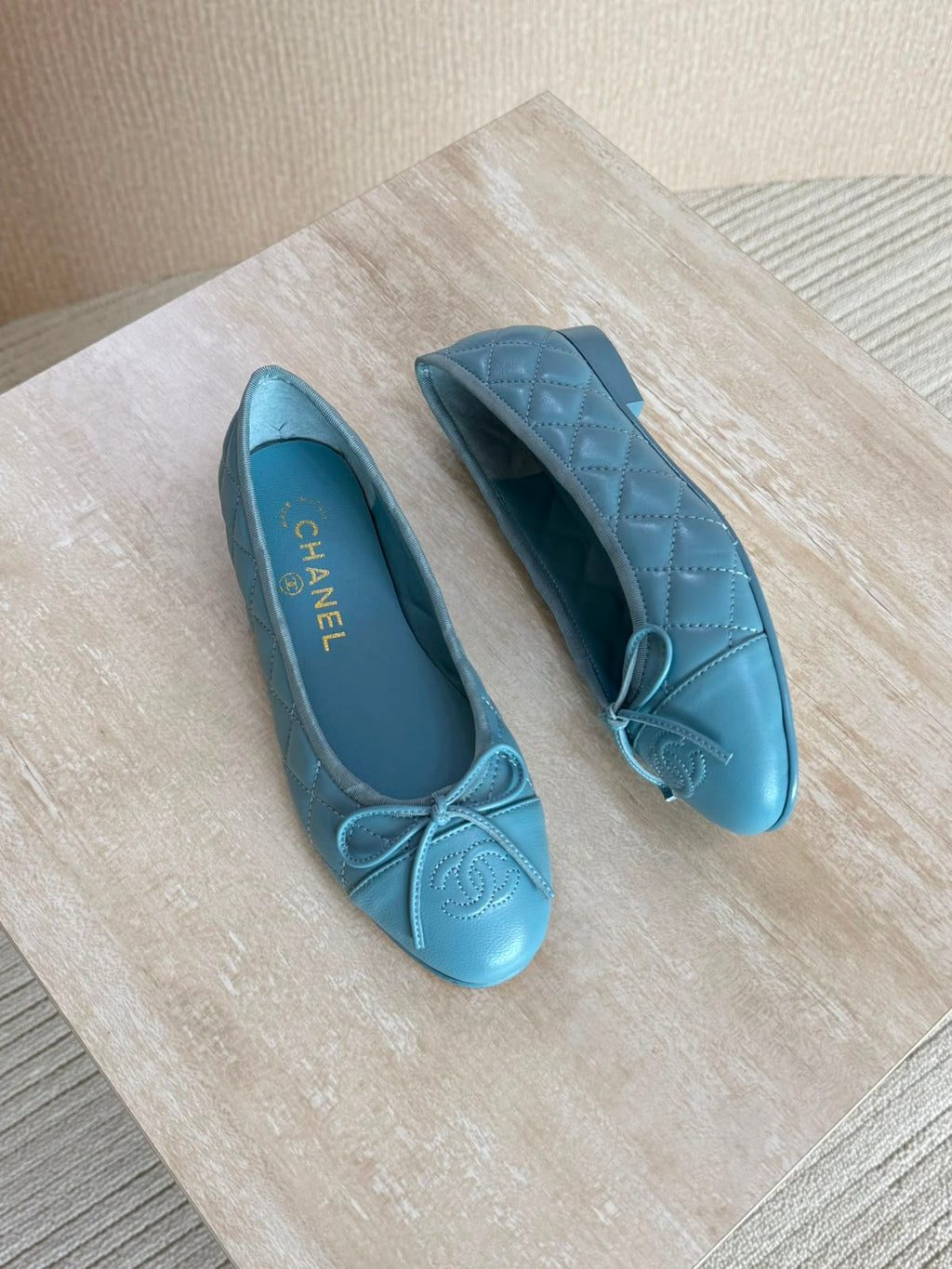 Chanel Washed Out Denim Quilted Ballet