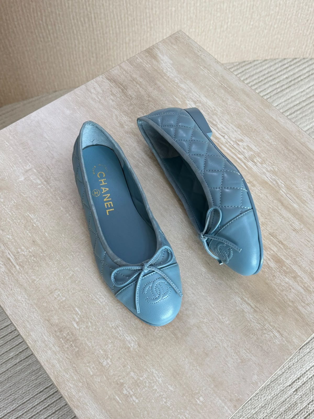 Chanel Washed Out Denim Quilted Ballet