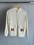 Hermes Wool Knit Cardigan in Blanc Naturel