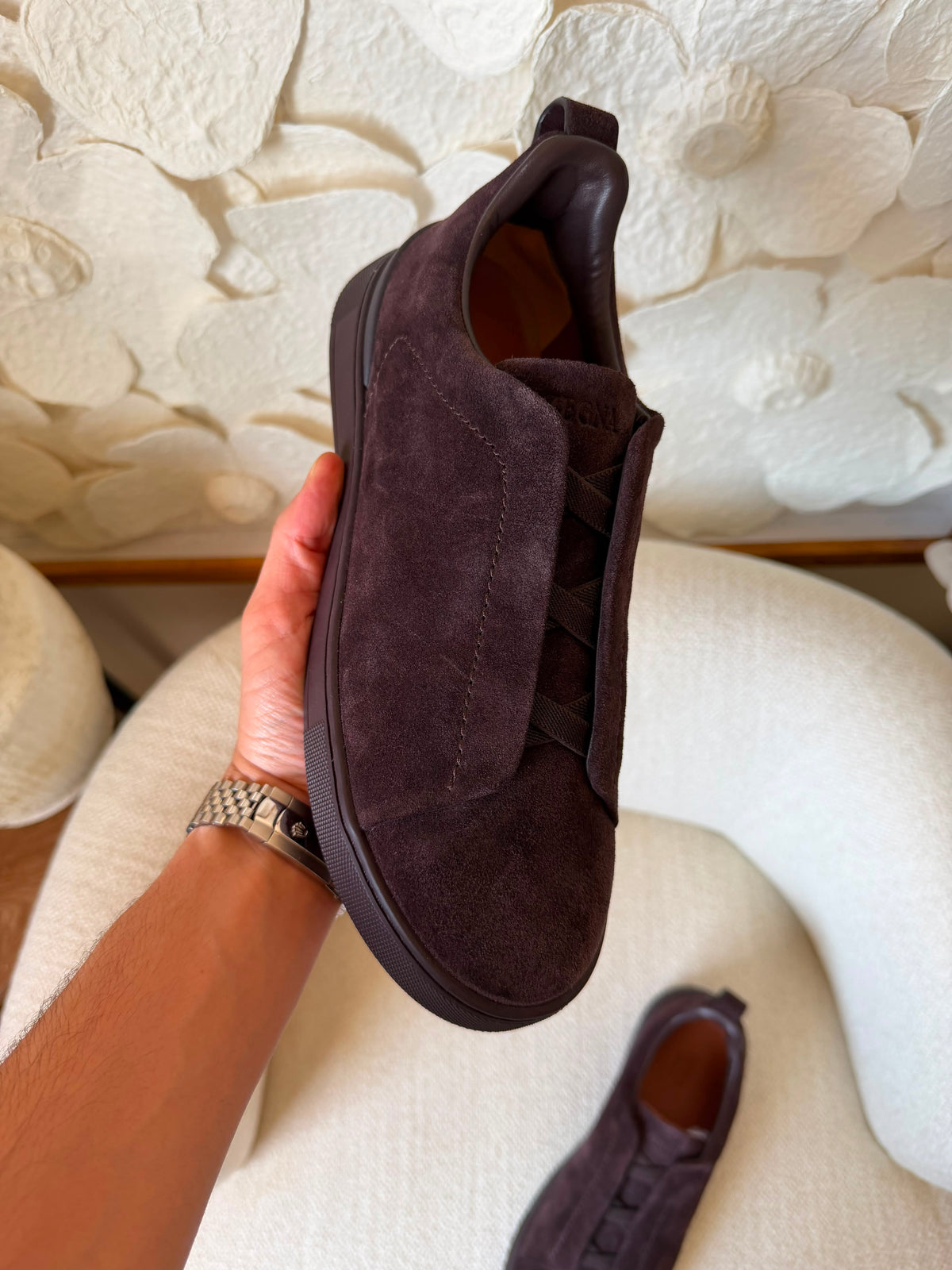Zegna Utility Suede Triple Stitch Sneakers