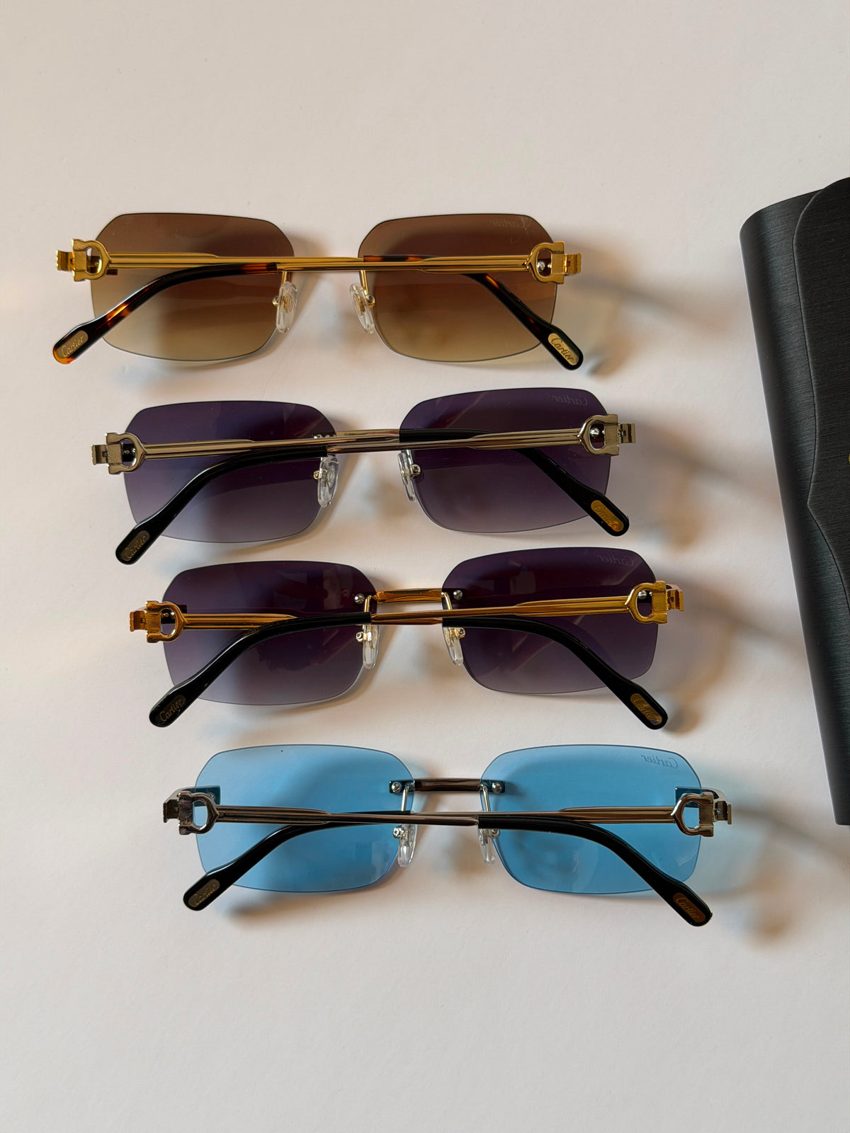 Cartier Première de Cartier Rimless Rectangle Sunglasses